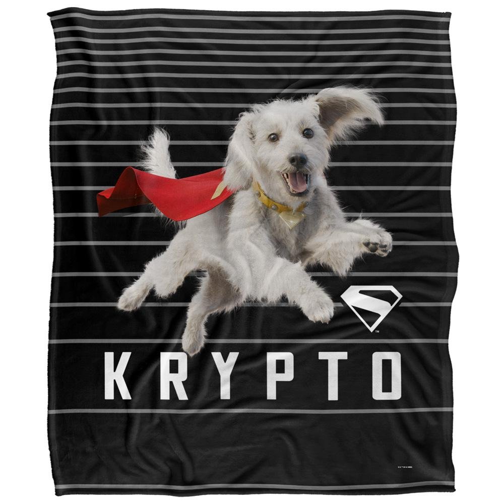 Superman Silky Lines Krypto Supersoft Black & White Blanket - 147cm x 91cm
