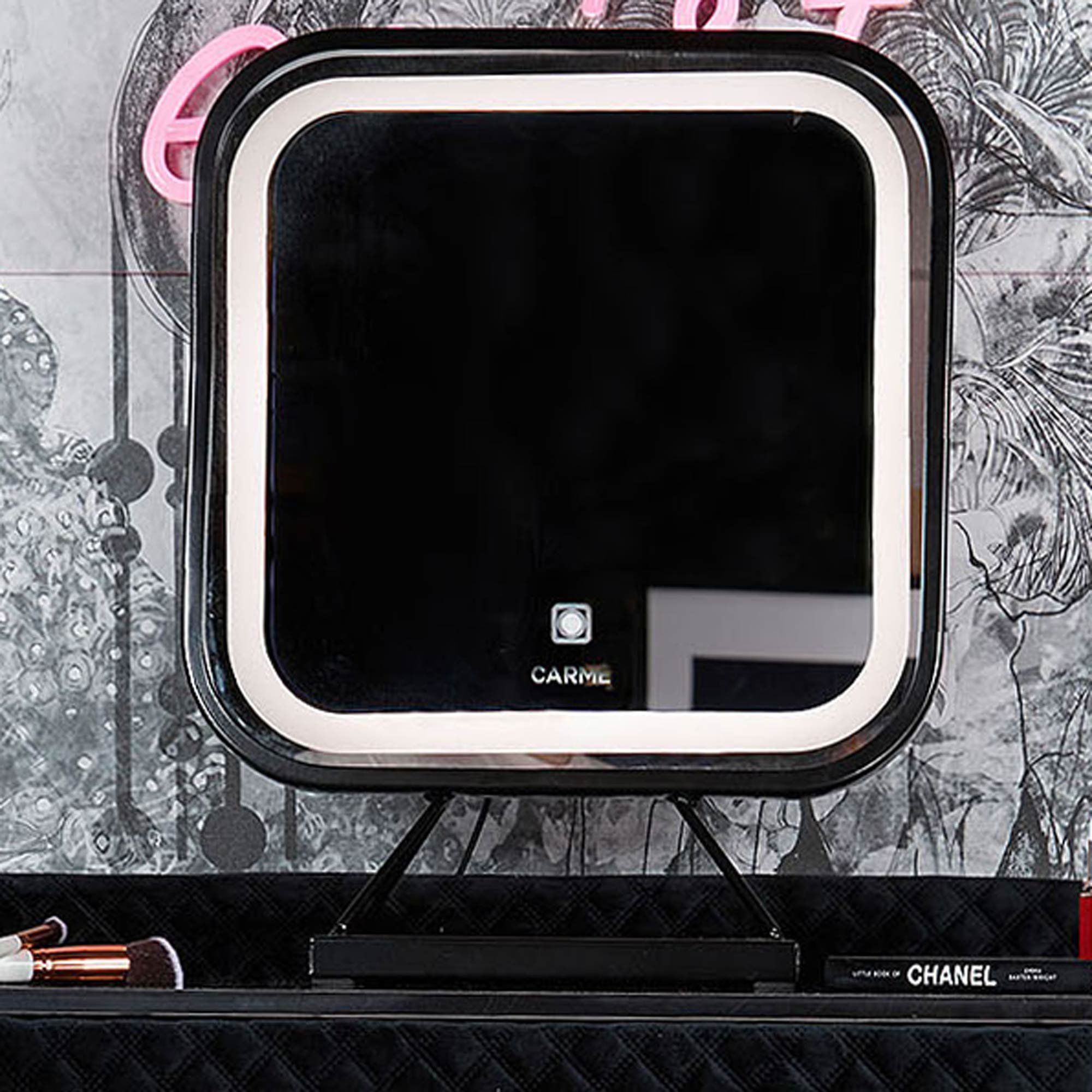 CARME Home Monaco Nights LED Touch Sensor Mirror - Black