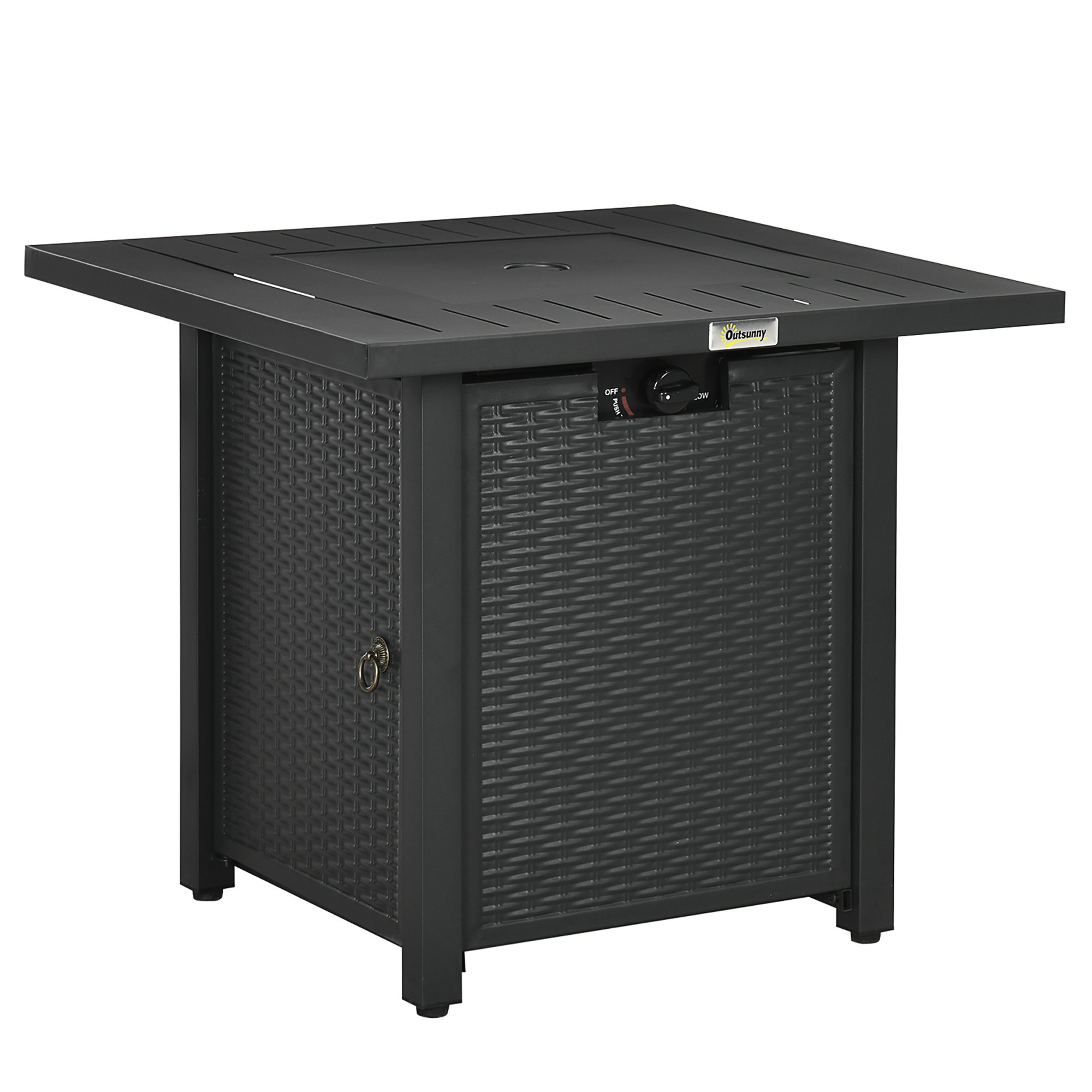 Outsunny 40000 BTU Propane Gas Rattan Effect Fire Pit Table – Black