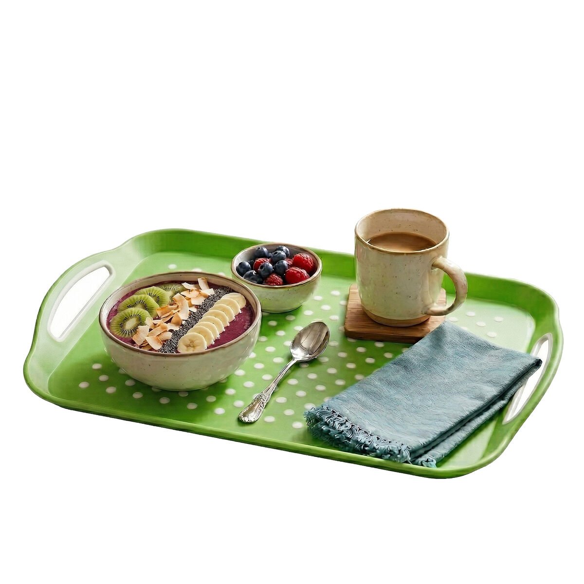 Orsina Dotra Anti Slip Rectangular Serving Tray - Green