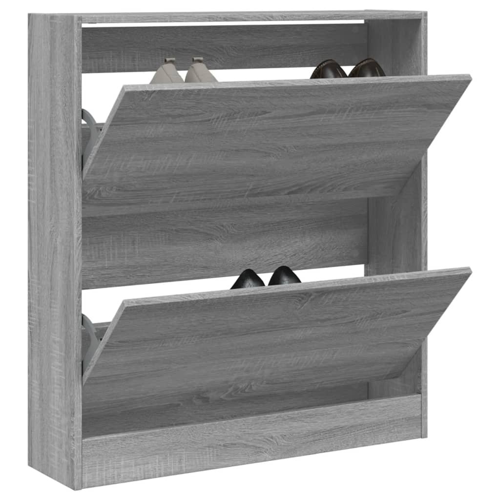 Walplus Engineered Wood Shoe Cabinet - Grey Sonoma - 80 x 21 x 87.5 cm