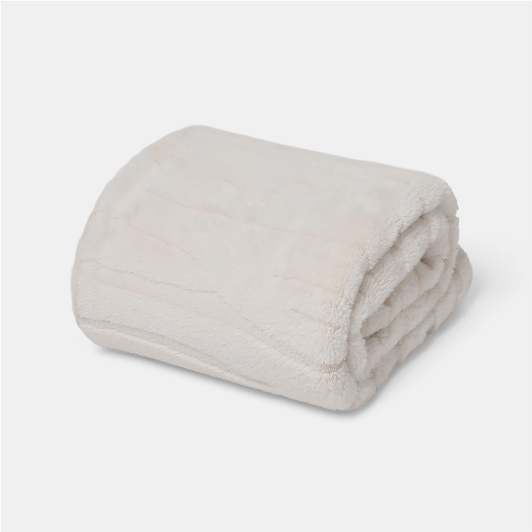 OHS Carved Faux Fur Throw - 120 x 150cm - Stone