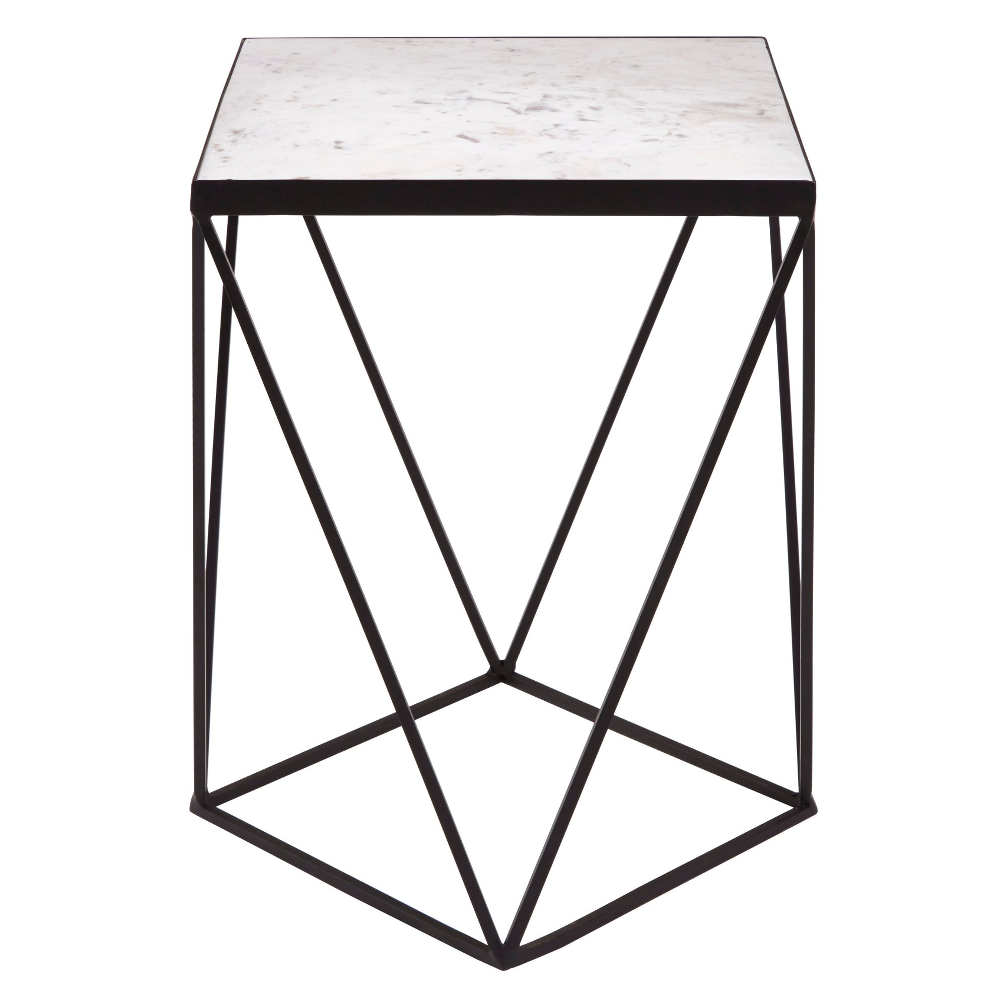 Orsina Shalimar Marble Square Side Table – White & Black