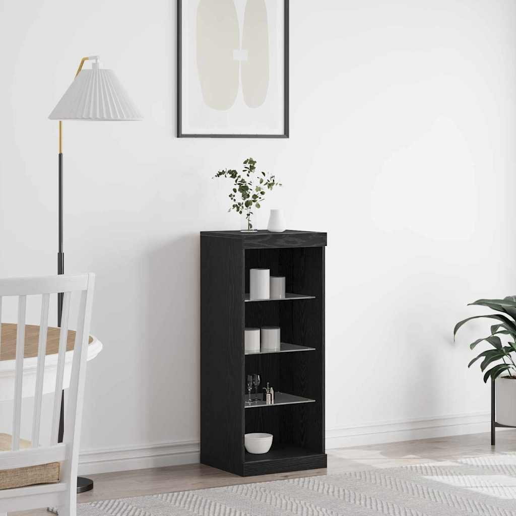 Walplus Engineered Wood LED 3 Shelf Sideboard - Black Ash - 41 x 37 x 100 cm