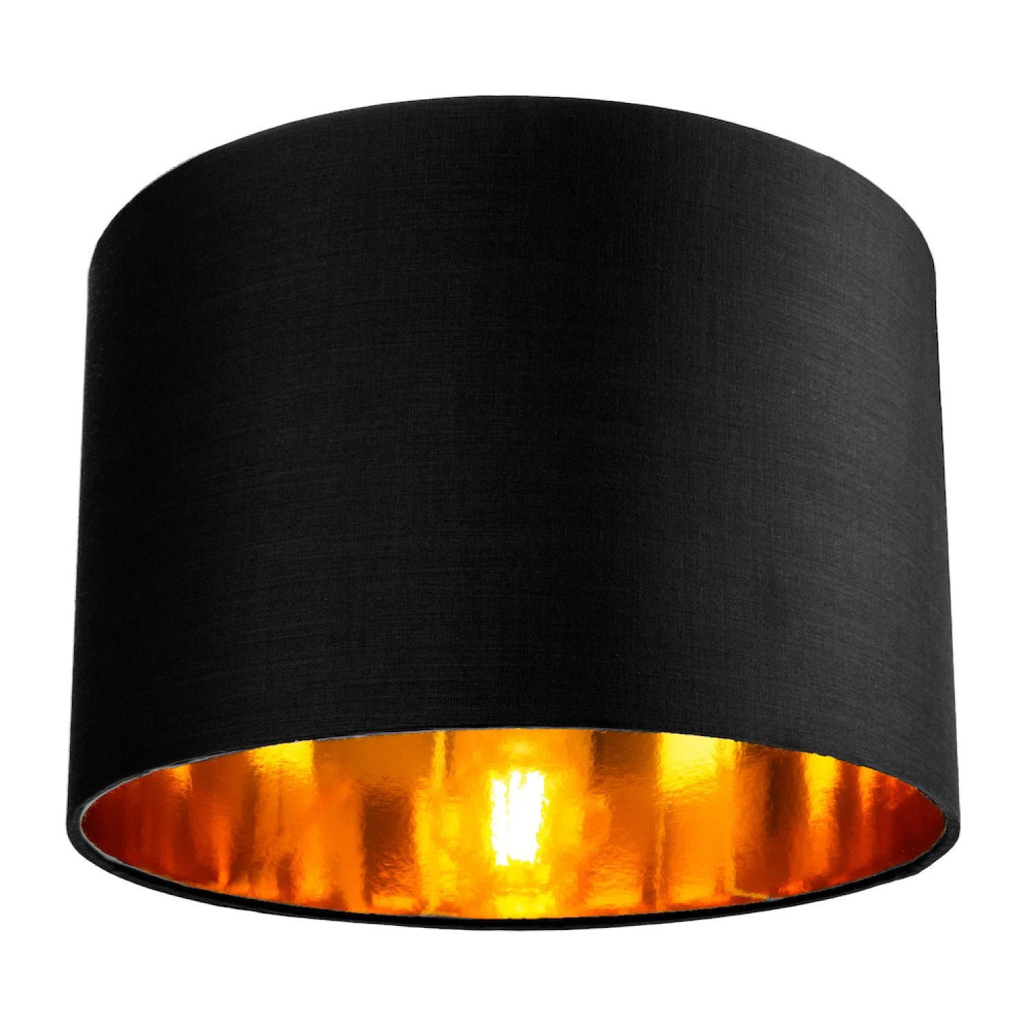 Happy Homewares Black Cotton with Shiny Golden Inner Lampshade - 30cm