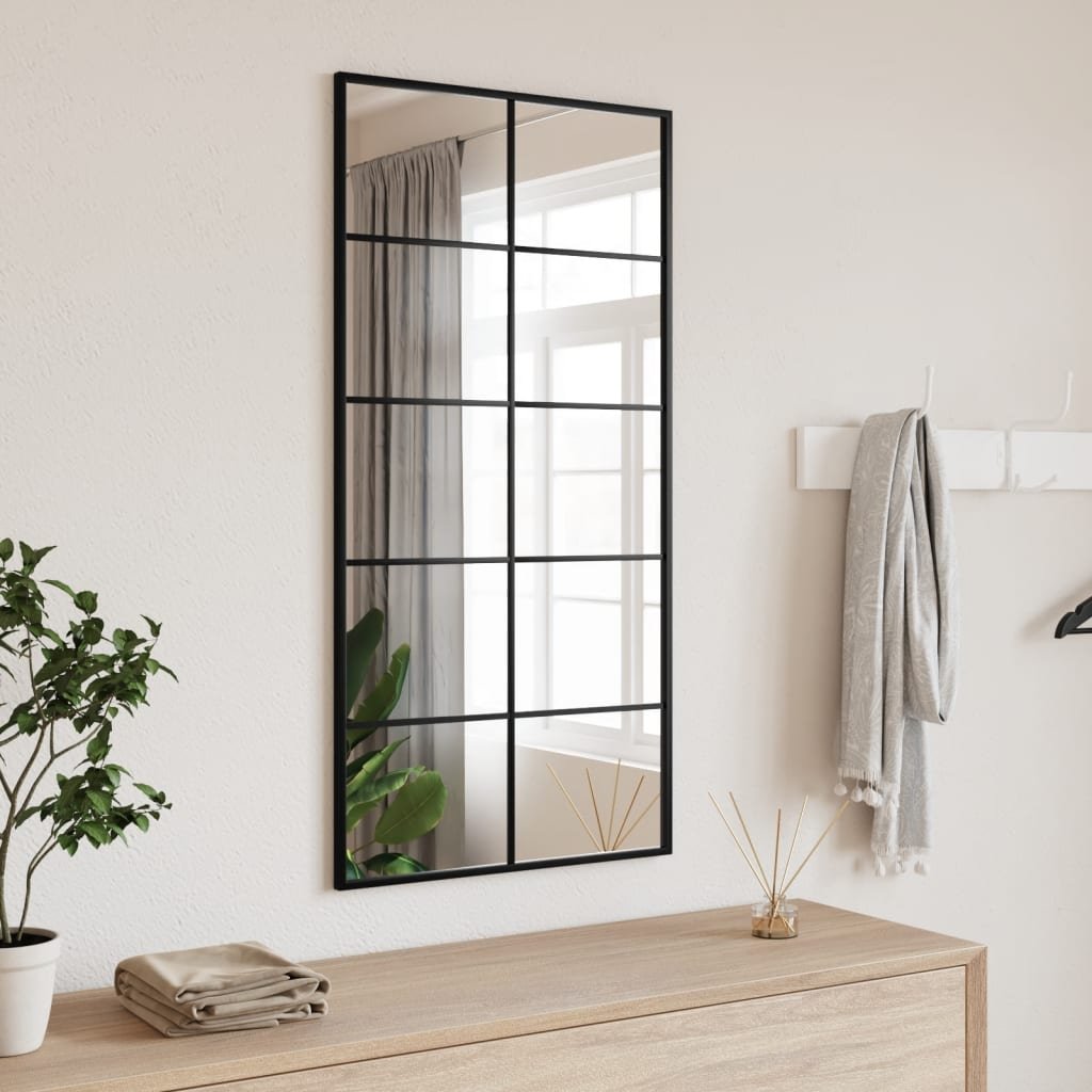 Walplus Iron Wall Mirror Modern Design - Black - 50 x 100 cm