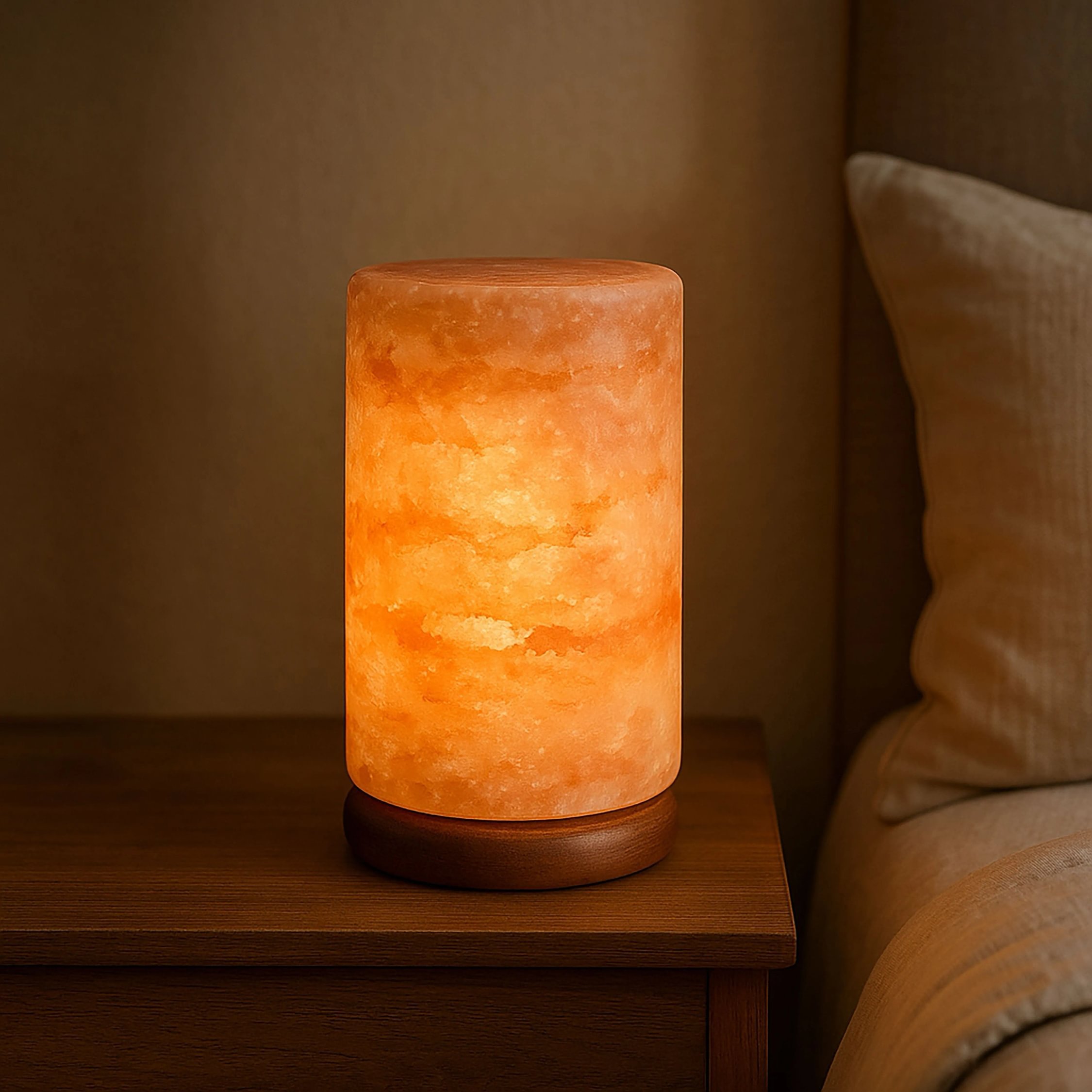 Orsina Nepal Cylinder Salt Lamp with EU Plug - Orange