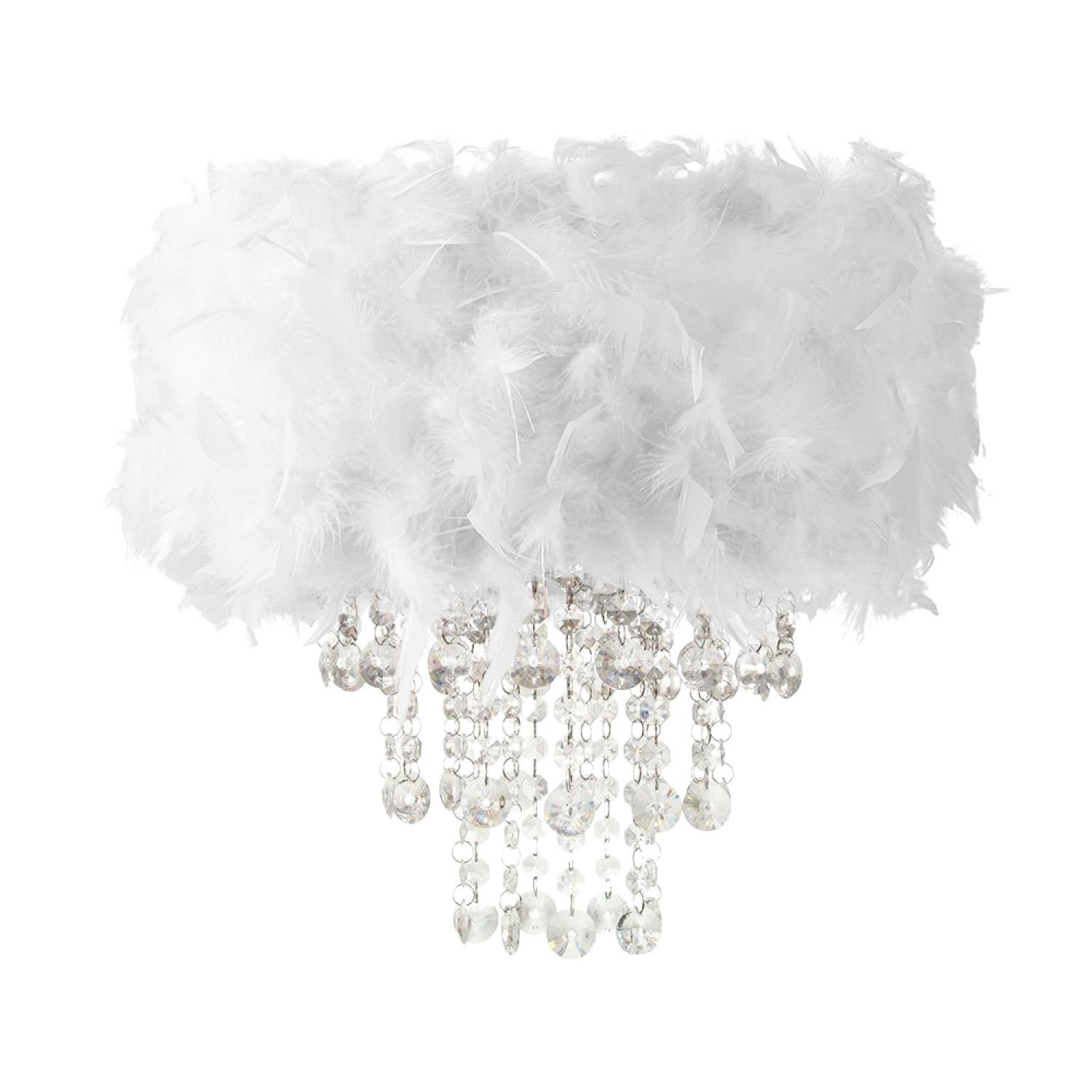 Happy Homewares White Feather with Transparent Acrylic Pendant Shade - 32cm