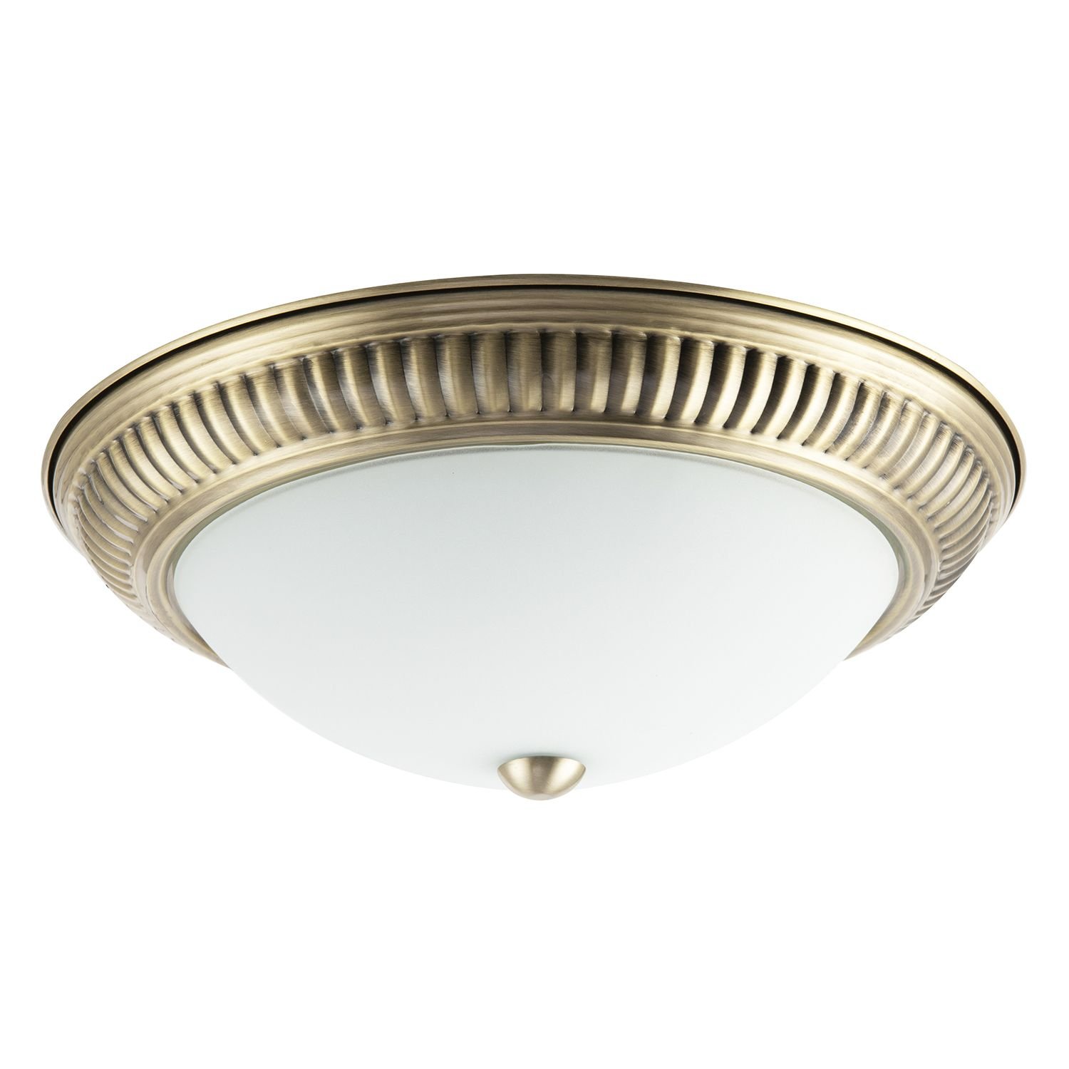 Happy Homewares Antique Brass LED IP44 Flush Bathroom Ceiling Light - 33cm