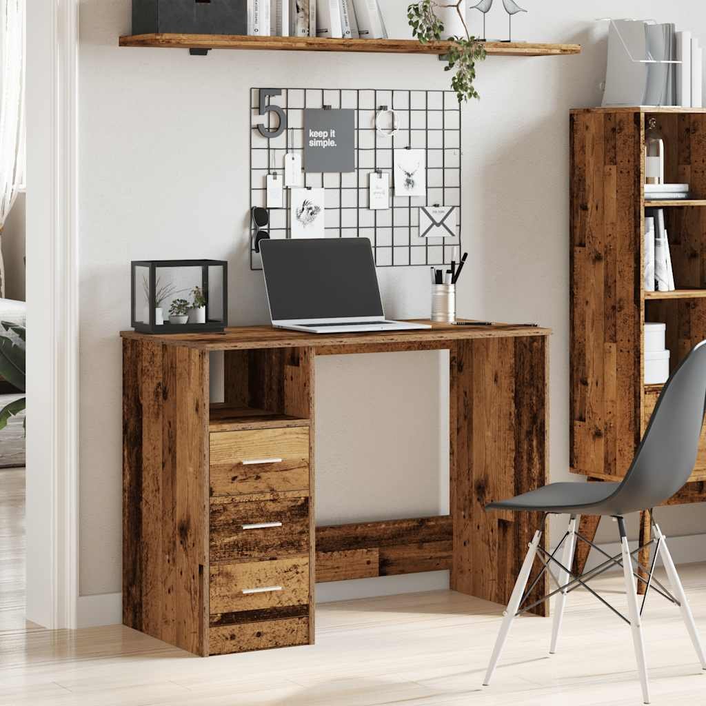 Walplus Engineered Wood Desk - Dark Wood - 102 x 50 x 76 cm