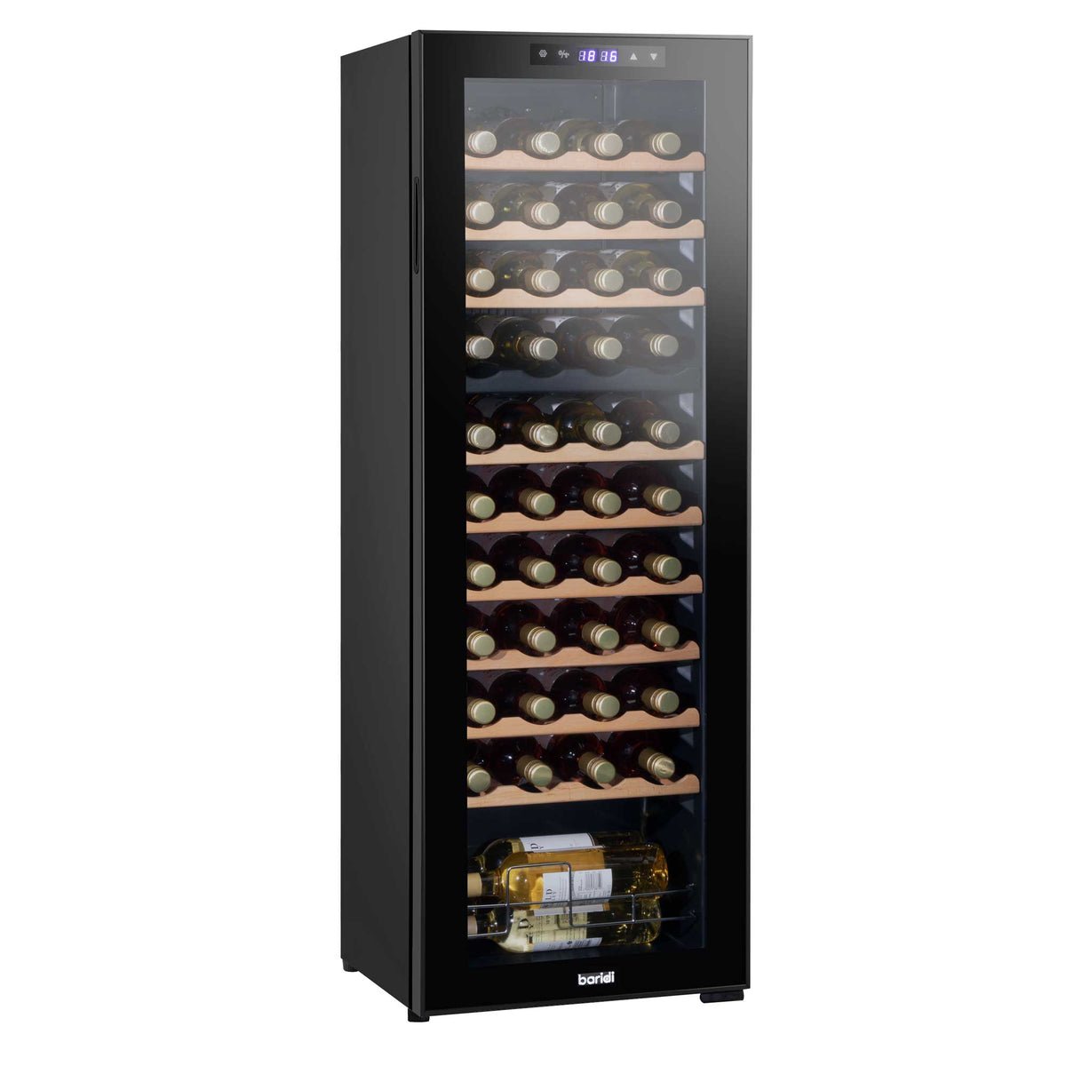Baridi 44 Bottle Dual Zone Wine Fridge with Touch Controls & LED Light - Black