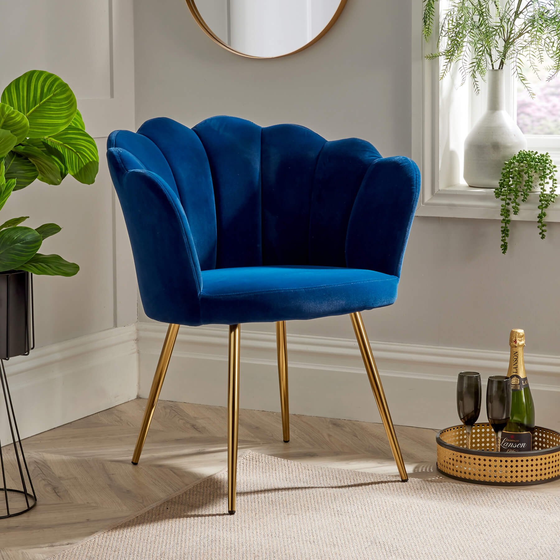 Home Source Scallop Compact Armchair - Blue