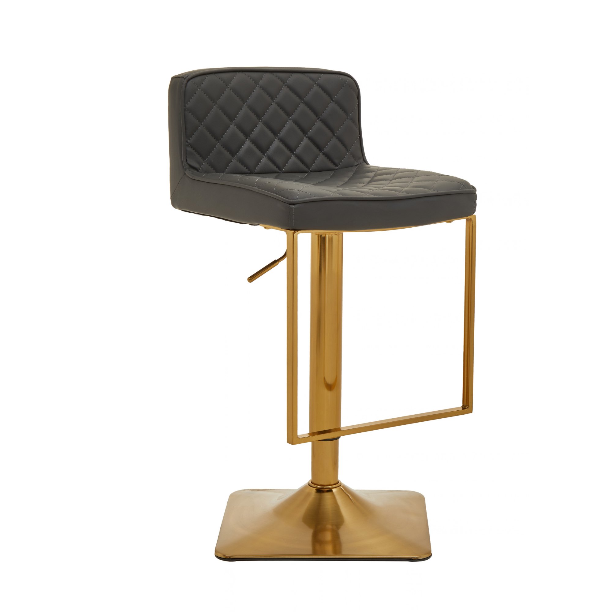Orsina Baina Faux Leather Adjustable Swivel Bar Stool – Dark Grey & Gold