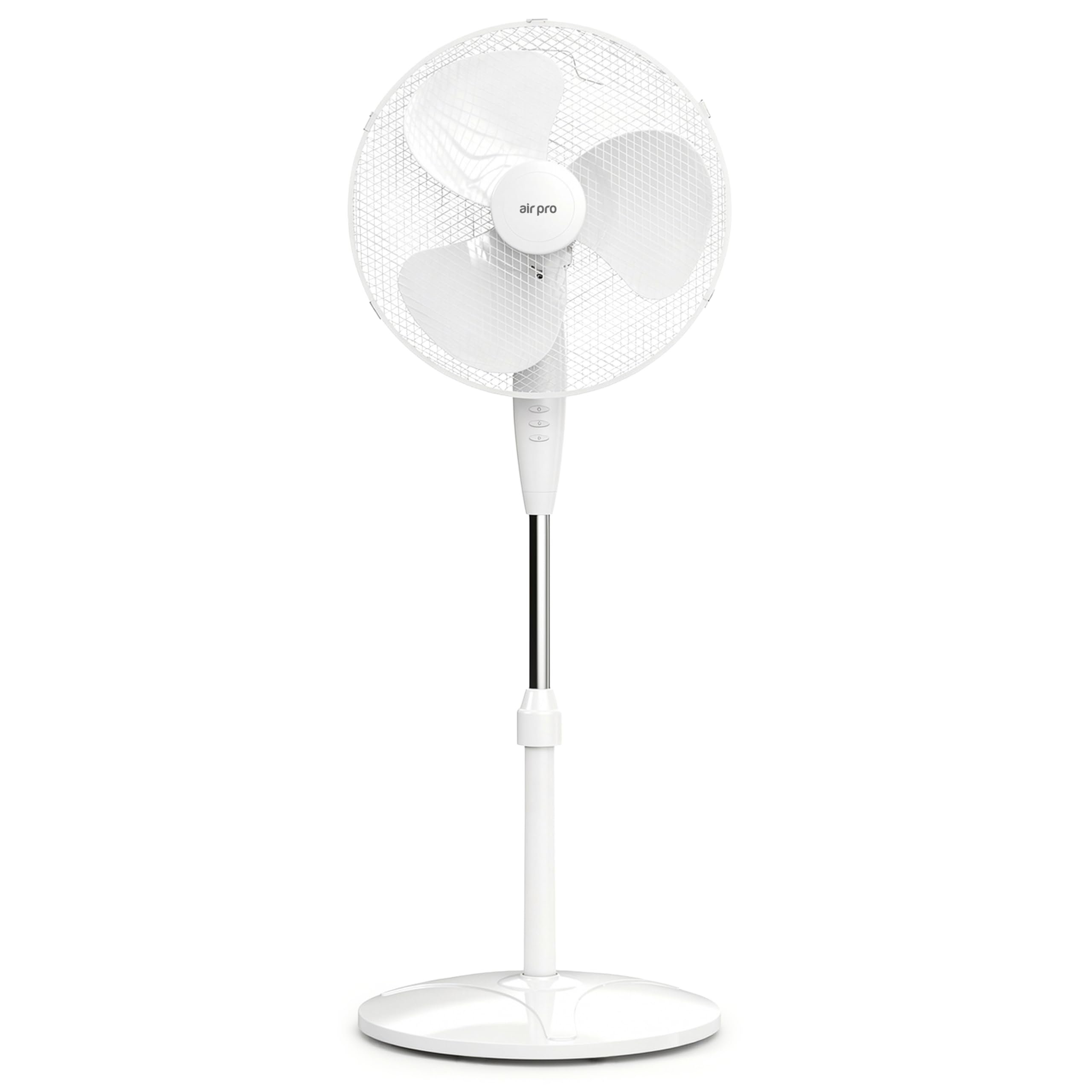 Air Pro 16in Pedestal Fan 50W with 3 Speeds & 70° Oscillation - White