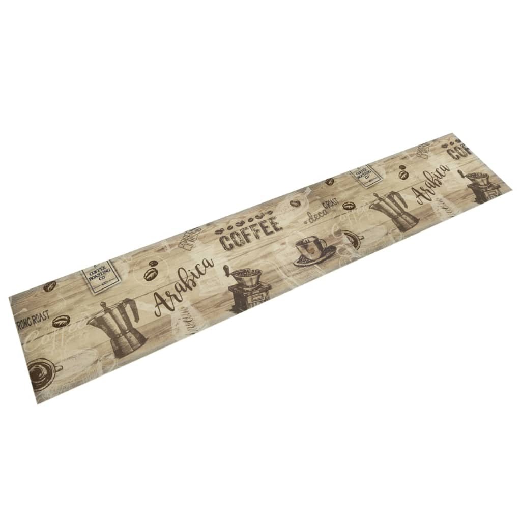 Walplus Washable Coffee Brown Kitchen Rug - Brown - 60 x 300 cm