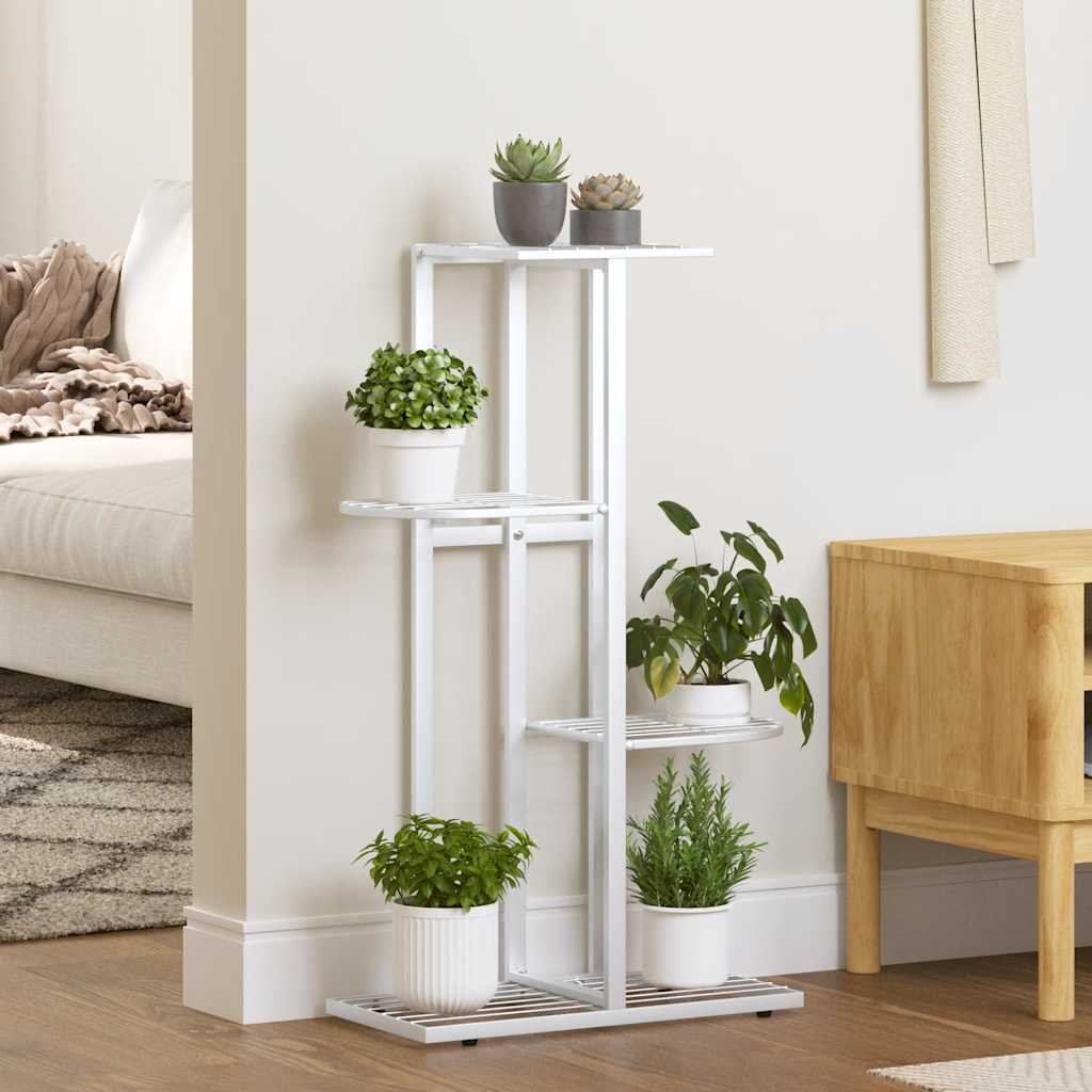 Walplus 4-Tier Metal Flower Stand - White - 43 x 22 x 76 cm