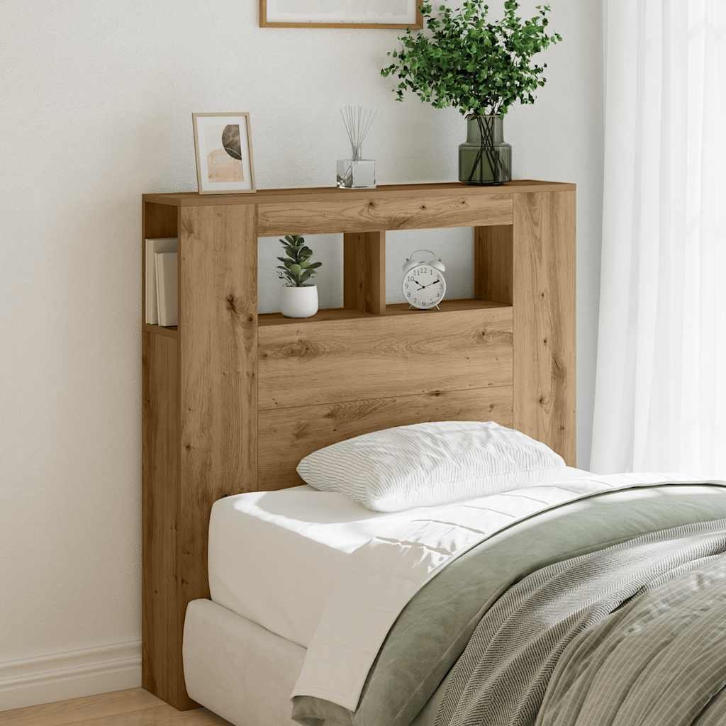 Walplus Engineered Wood LED Headboard - Oak - 100 x 18.5 x 103.5 cm