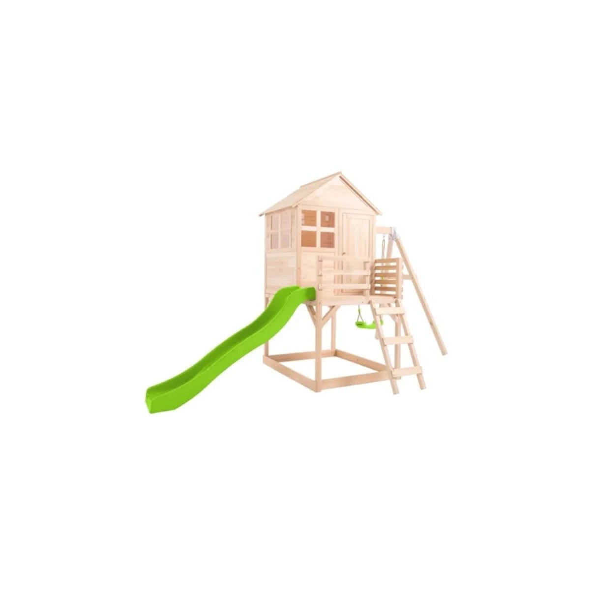 TP FSC Wooden Playhouse with Slide and Swing Arm