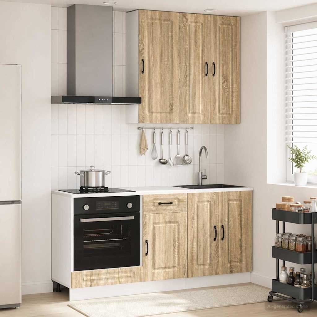 Walplus 5 Piece Engineered Wood Kitchen Unit Set - Sonoma Oak