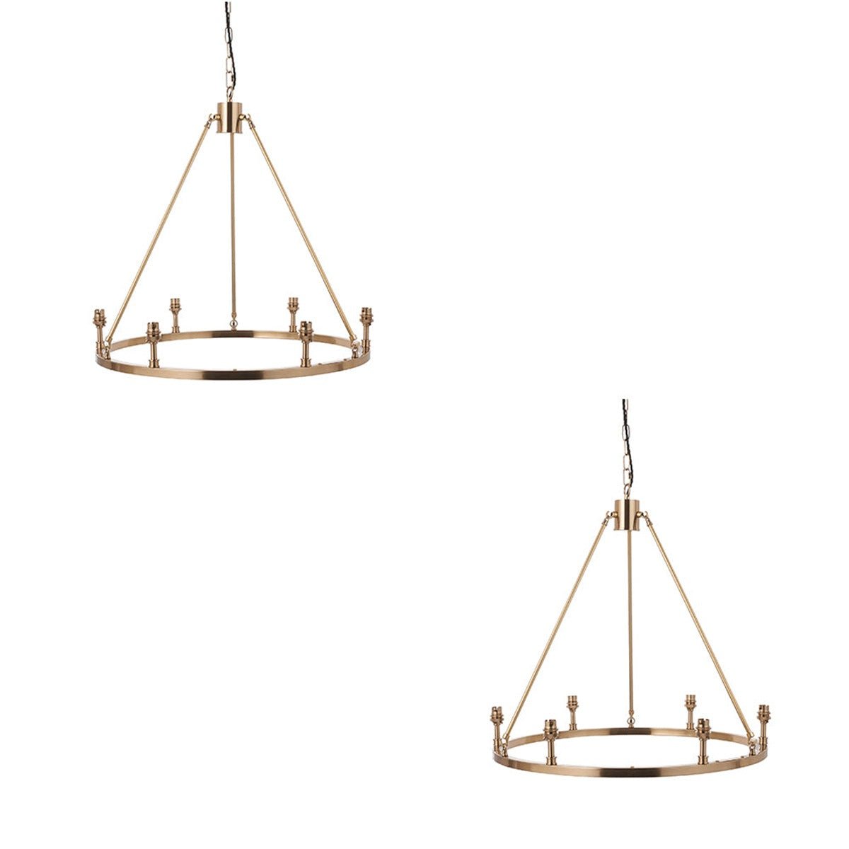 Loops Direct Set of 2 Chester Metal 6-Light Pendant Lamp - Brushed Aged Brass