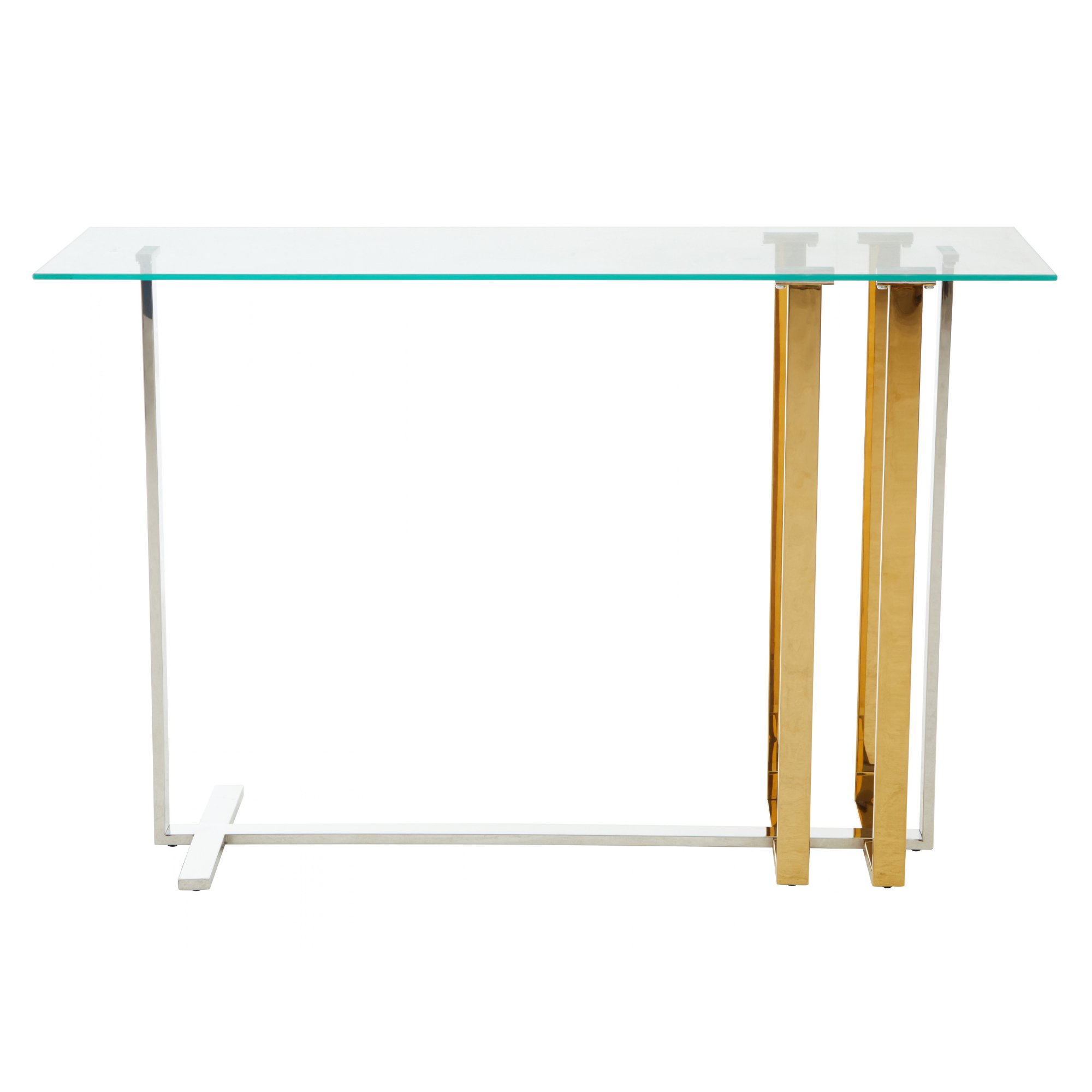 Orsina Alvea Tempered Glass Top Console Table – Gold