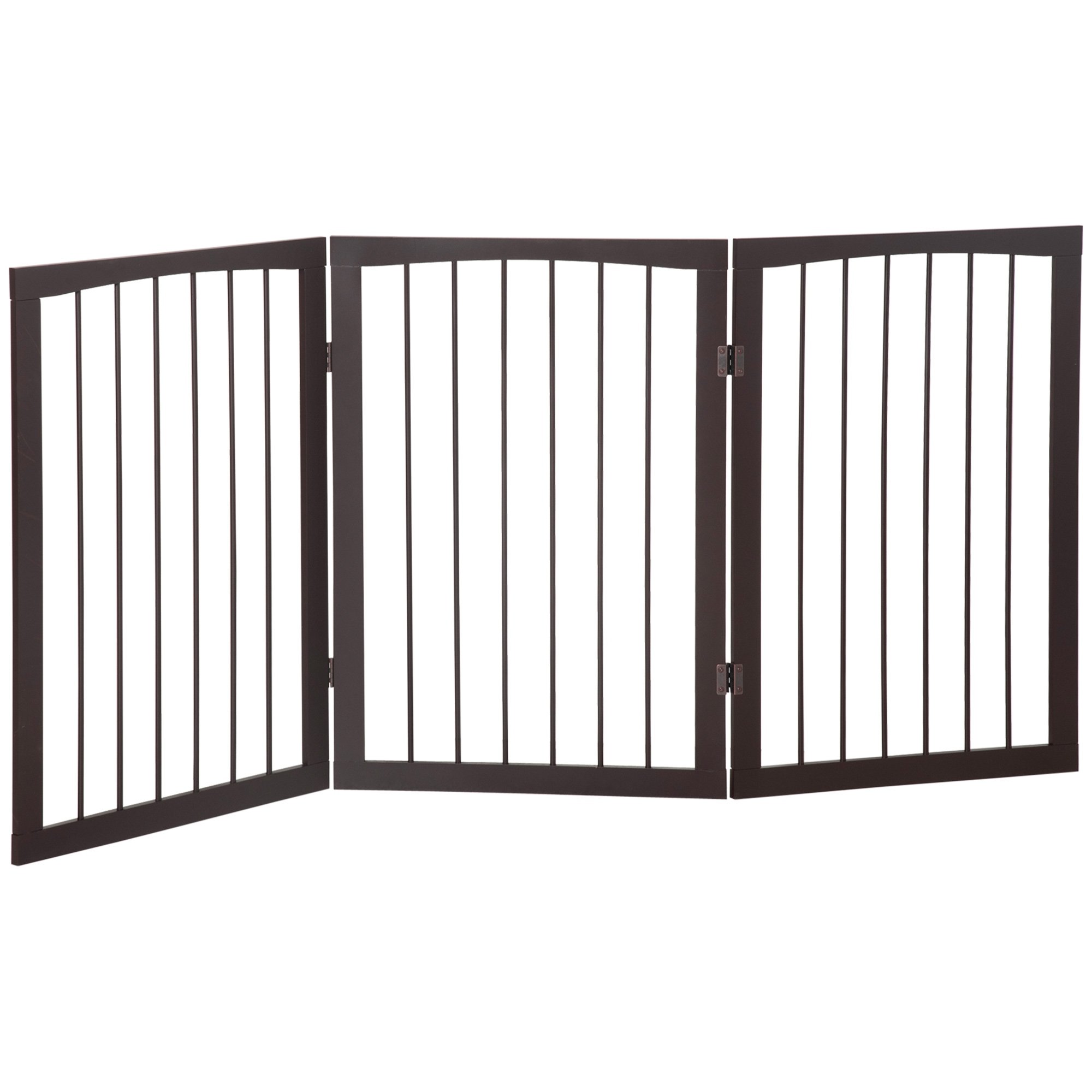 PawHut 3-Panel MDF Foldable Dog Gate - 76cm - Dark Brown
