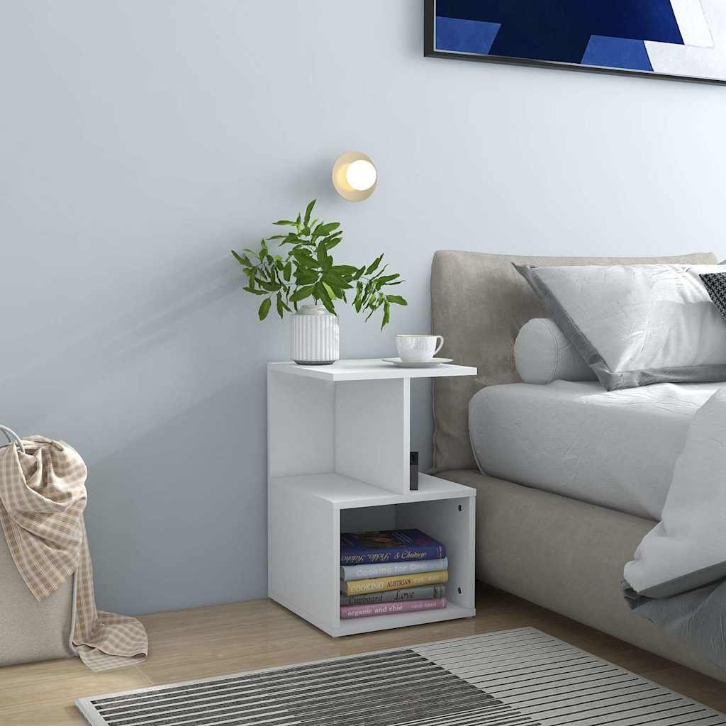 Walplus Pack of 2 Engineered Wood Bedside Cabinet - White - 35 x 35 x 55 cm