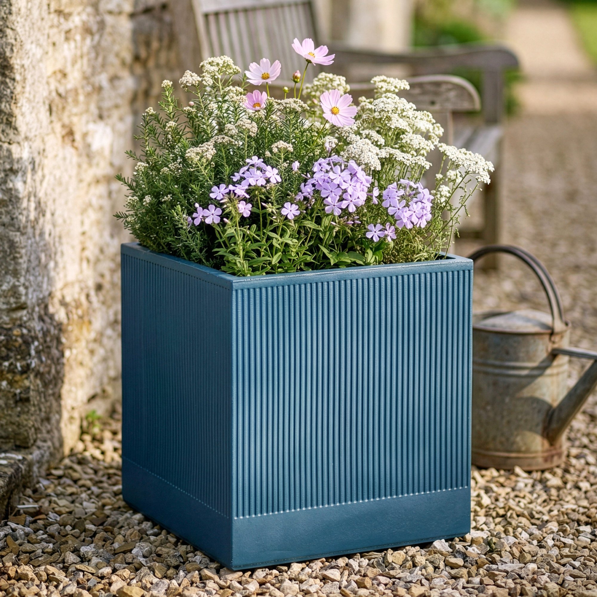Dibor X-Large Fibre Clay Outdoor Garden Planter – Navy Blue