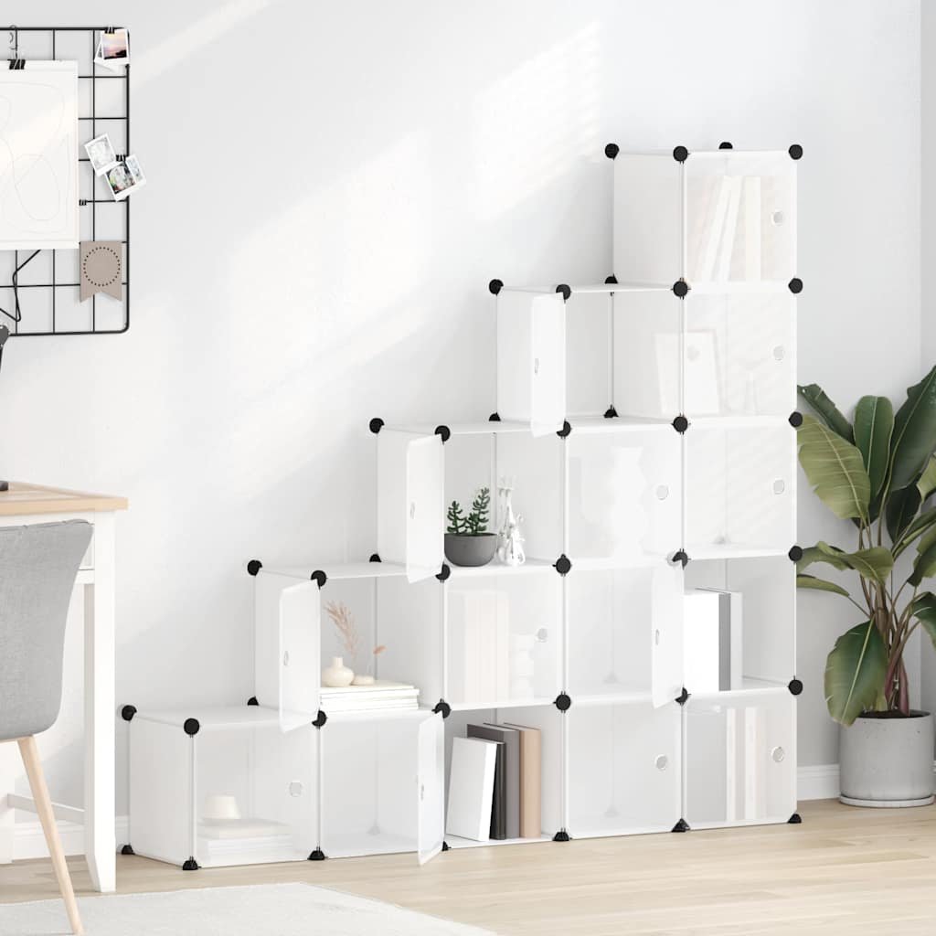 Walplus with Doors Storage Cube Organiser - Transparent - 155 x 32 x 153.5 cm