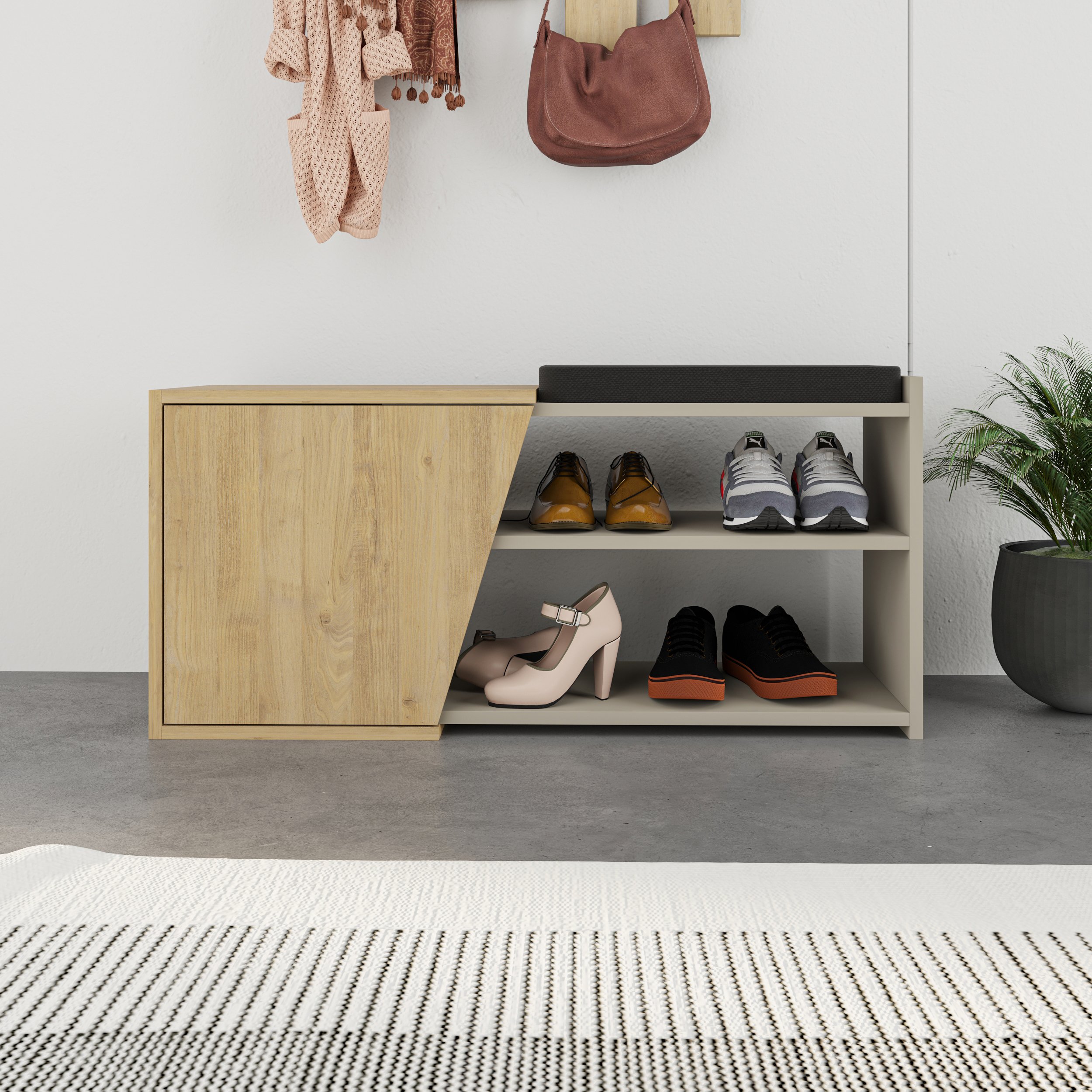 Decortie Fiona Shoe Storage Bench - Sand