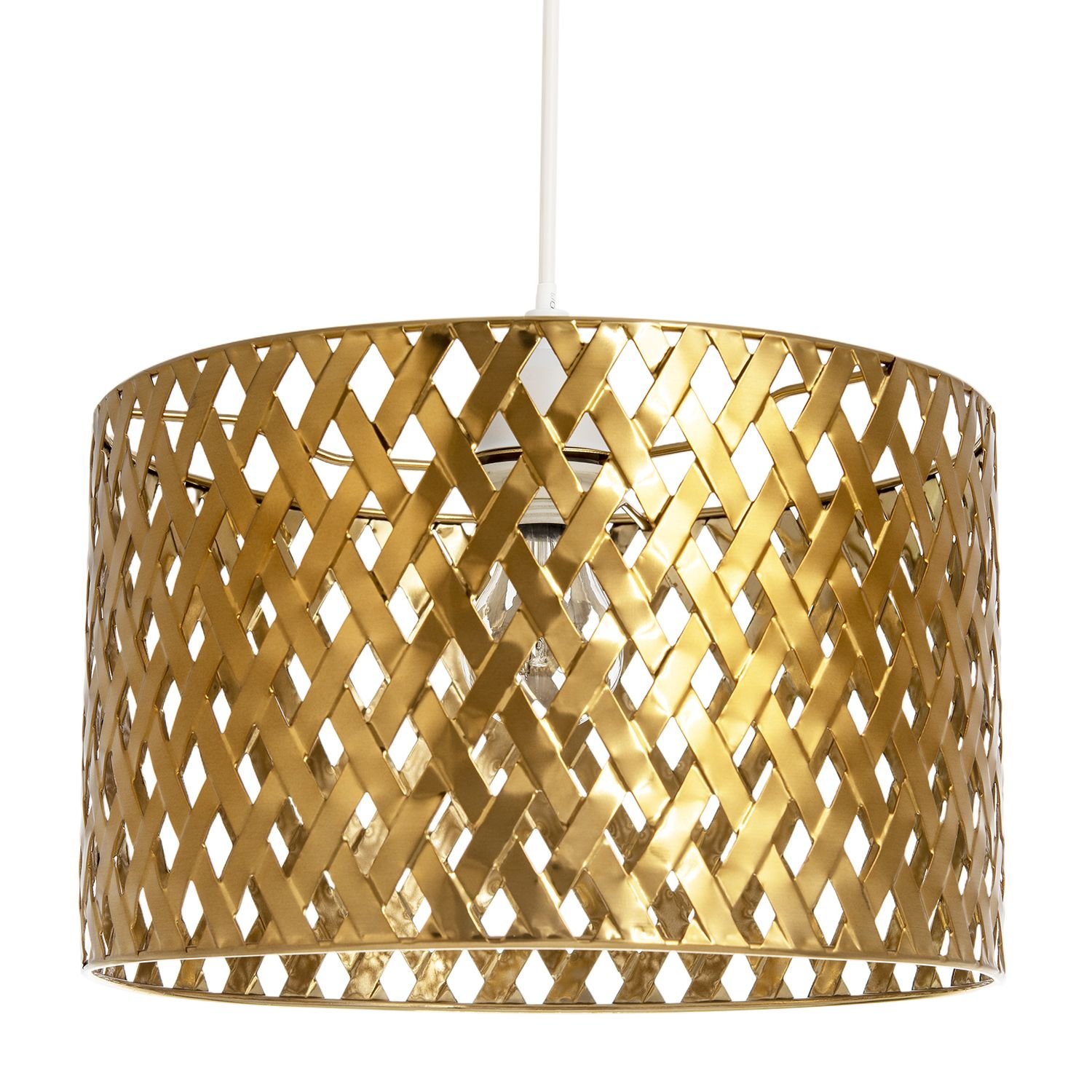 Happy Homewares in Metallic Gold with Lattice Pendant Shade - 30cm