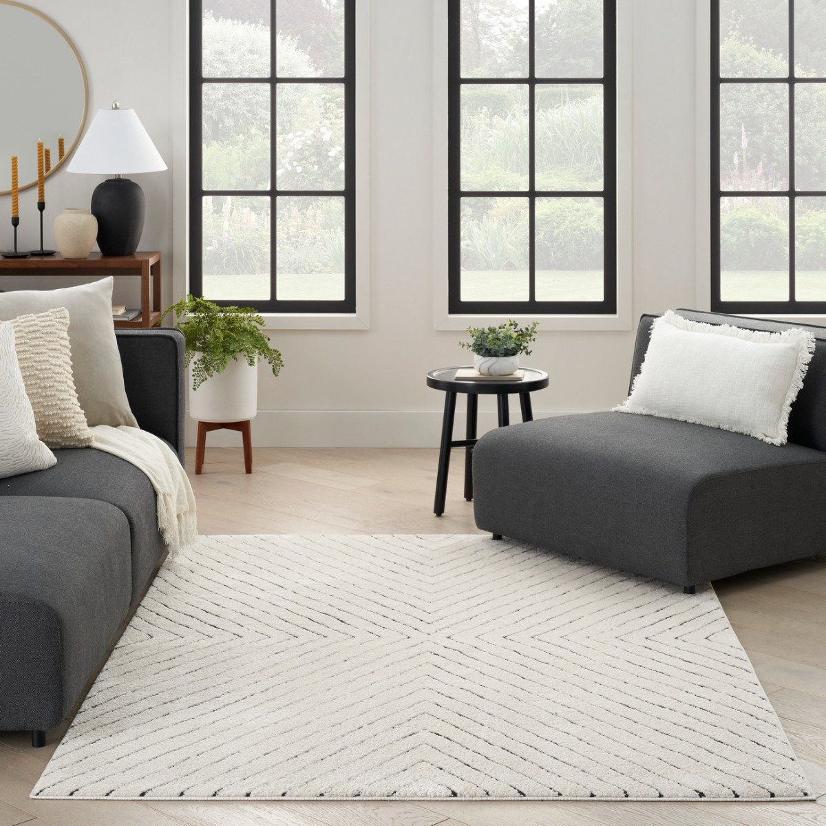 Mega Flooring White Modern Abstract Rug - 160 x 229cm