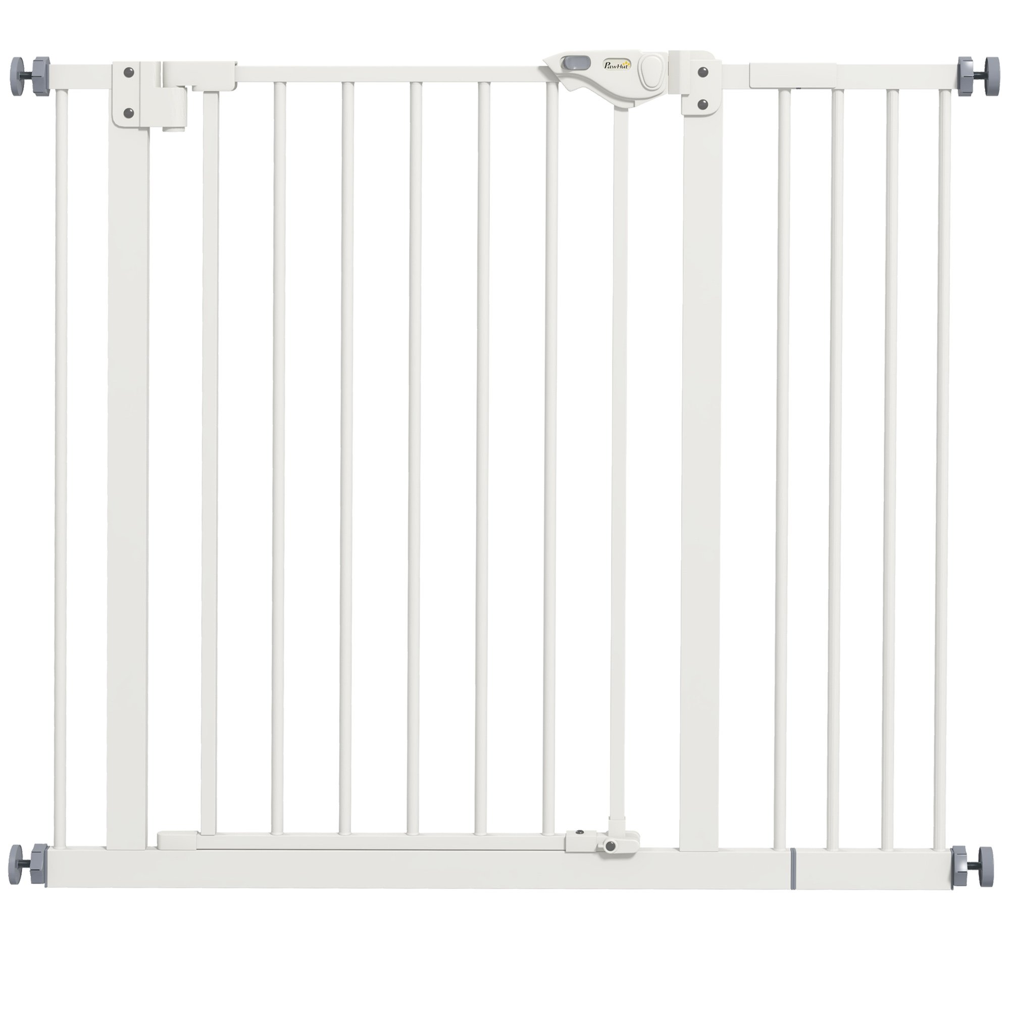 PawHut Pressure Fit 1-Extension Auto Closing Dog Gate - 74-94cm - White
