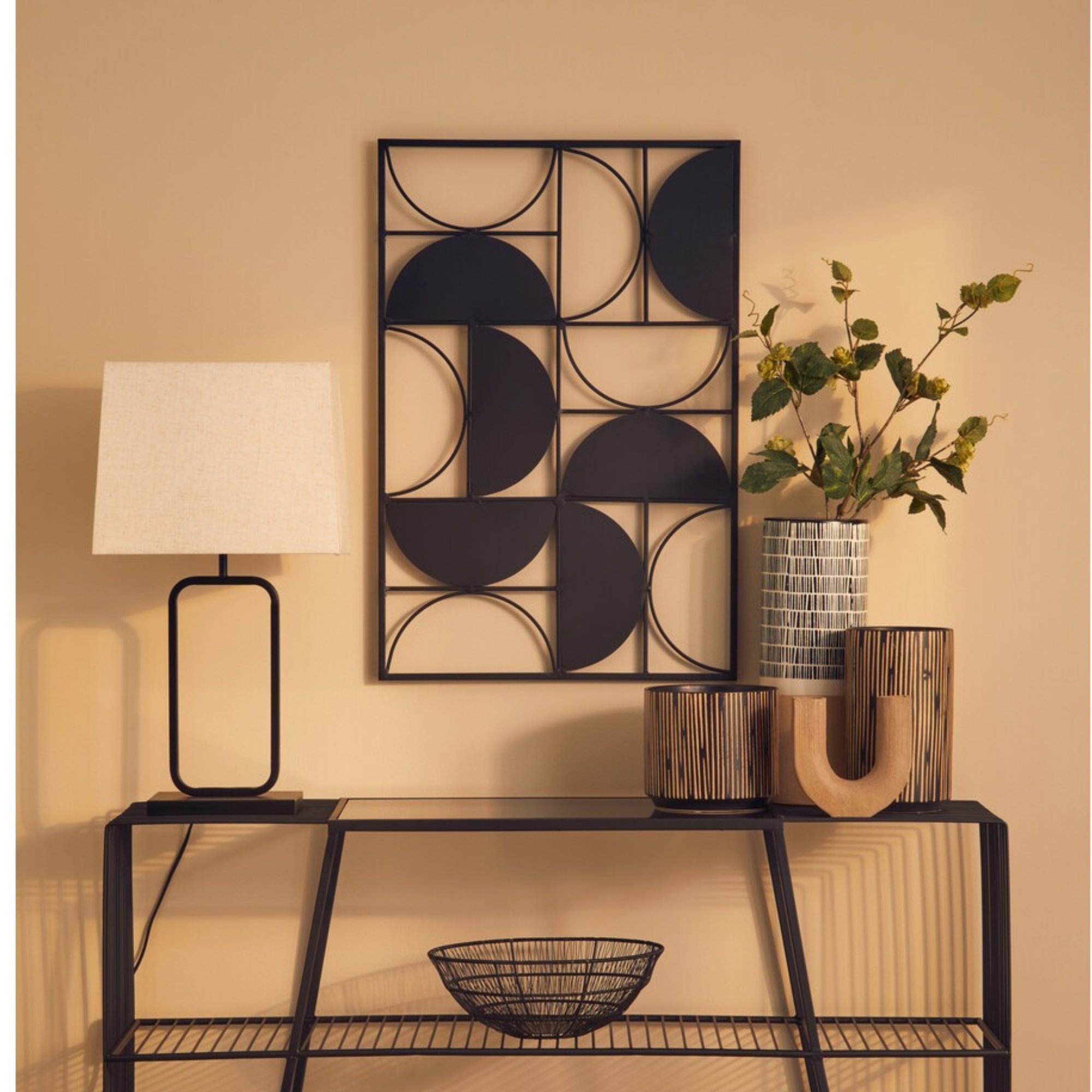 Orsina Trento Finish Semicircle Design Wall Art - Black