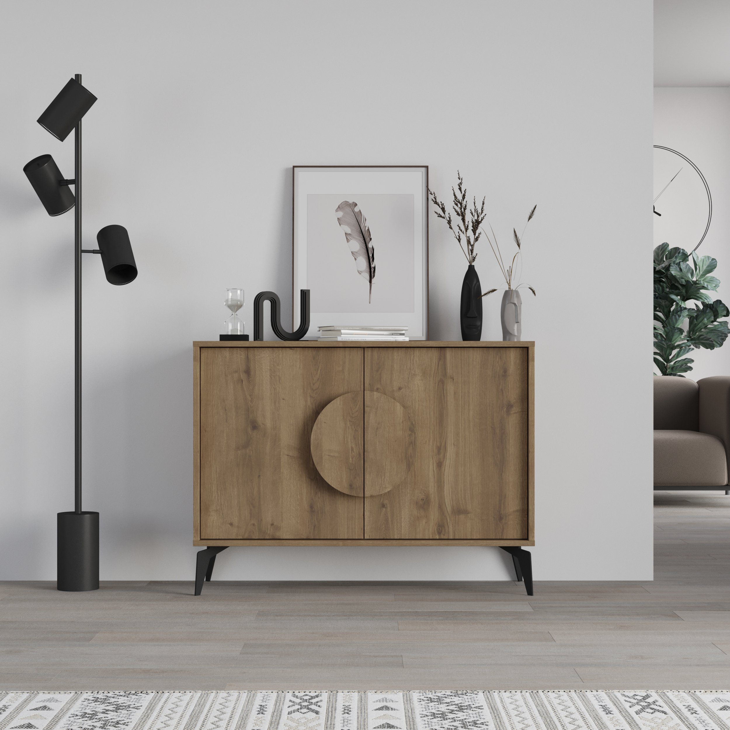 Decortie Gora 2 Sliding Door Sideboard - Dark Oak Effect