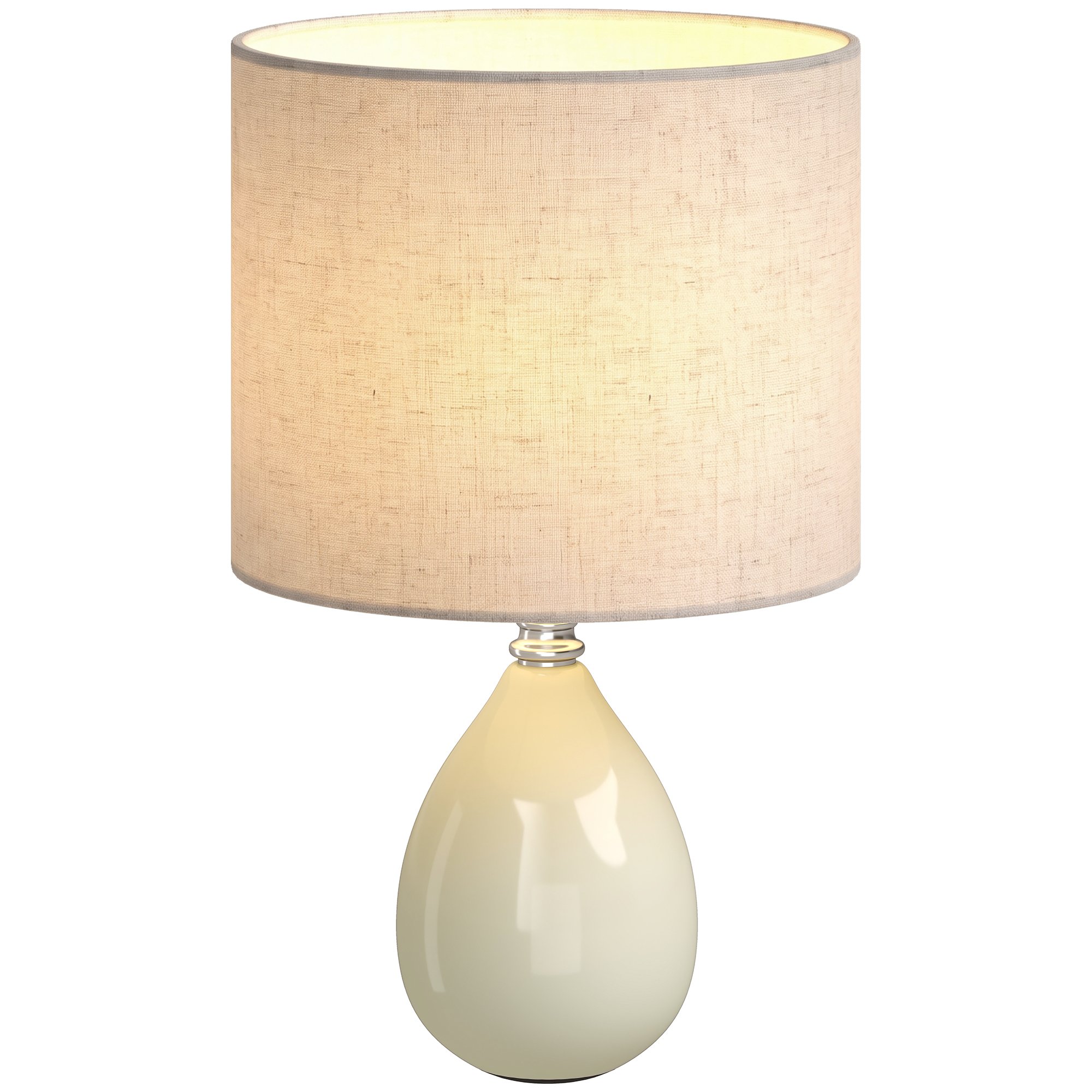 HOMCOM Vintage Ceramic Base Fabric Shade Table Lamp – Cream