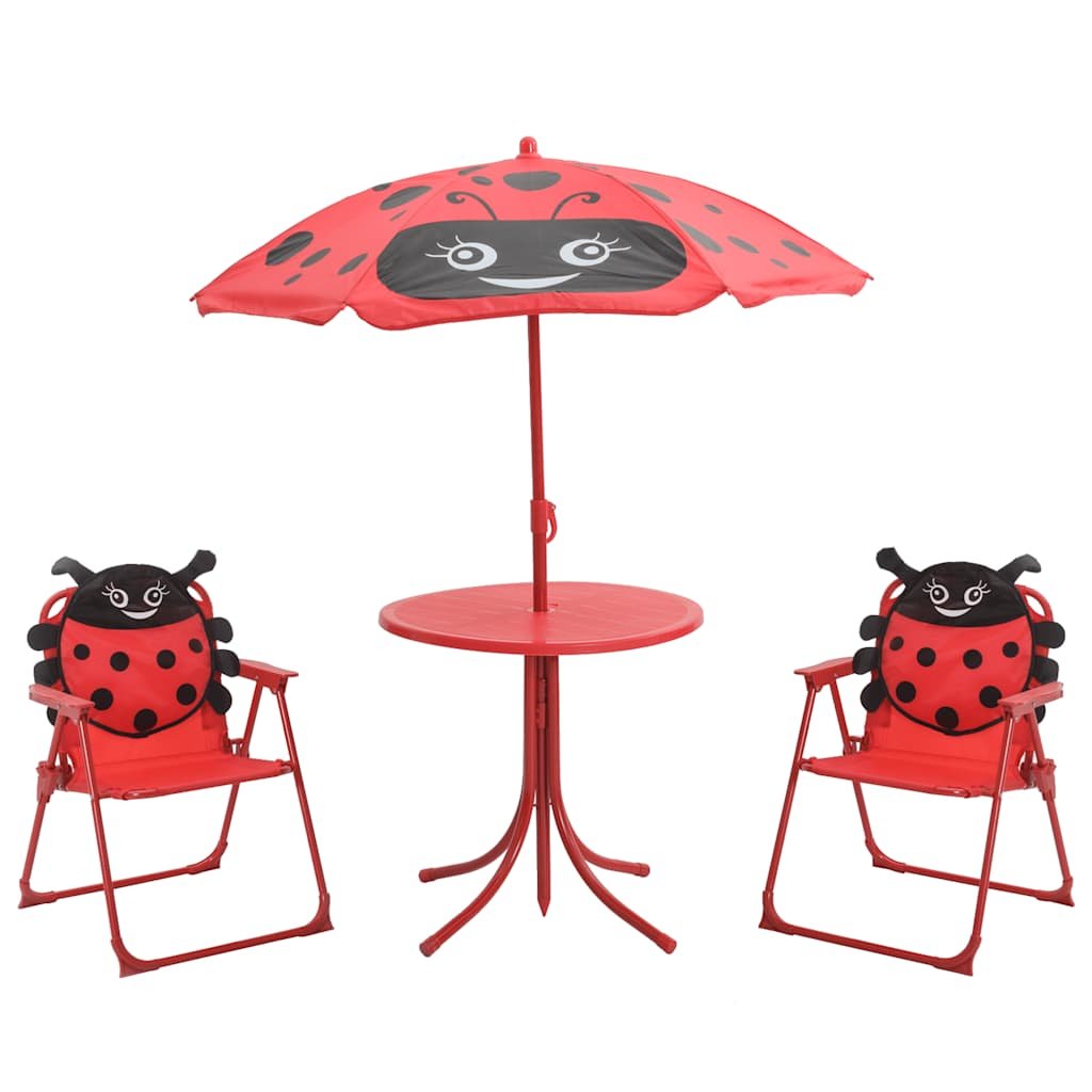 Walplus 3 Piece Steel Kids Garden Bistro Set - Red - 38 x 28 x 50 cm