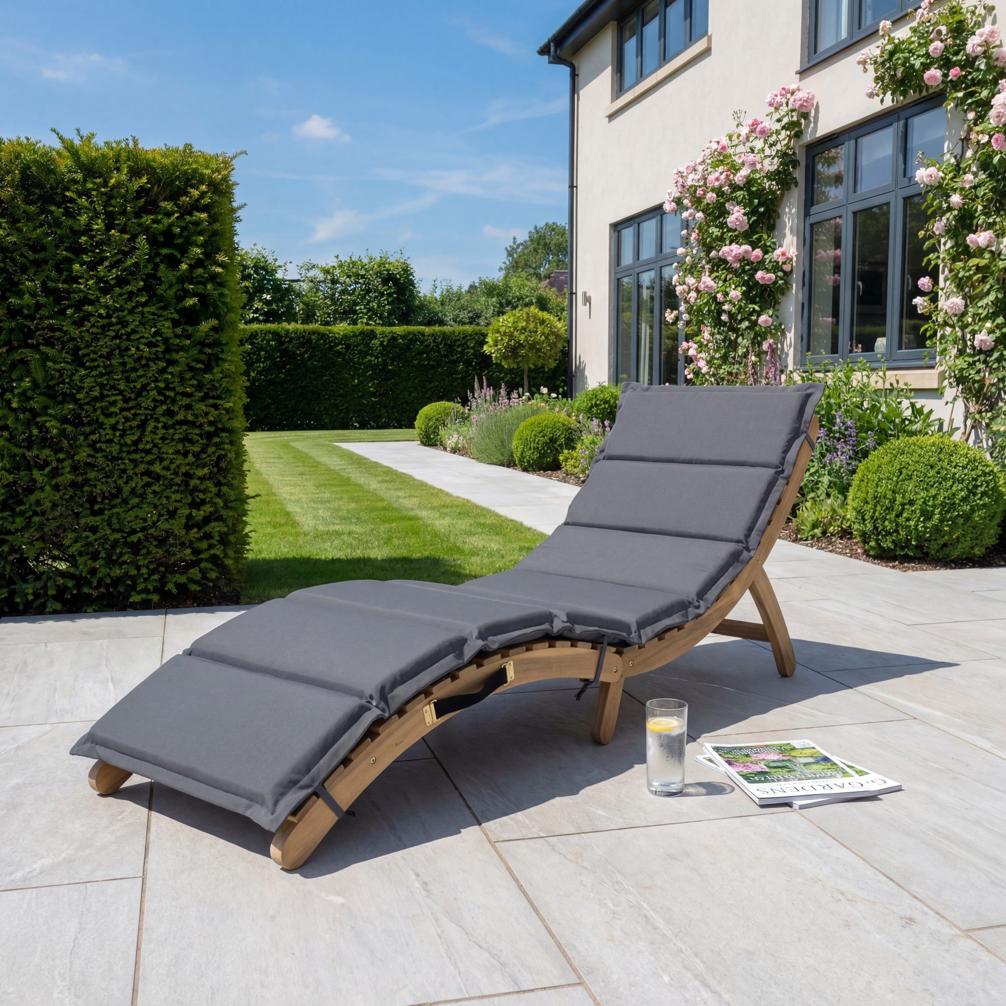 Artemis Home Solara Curve Wooden Sun Lounger - Grey