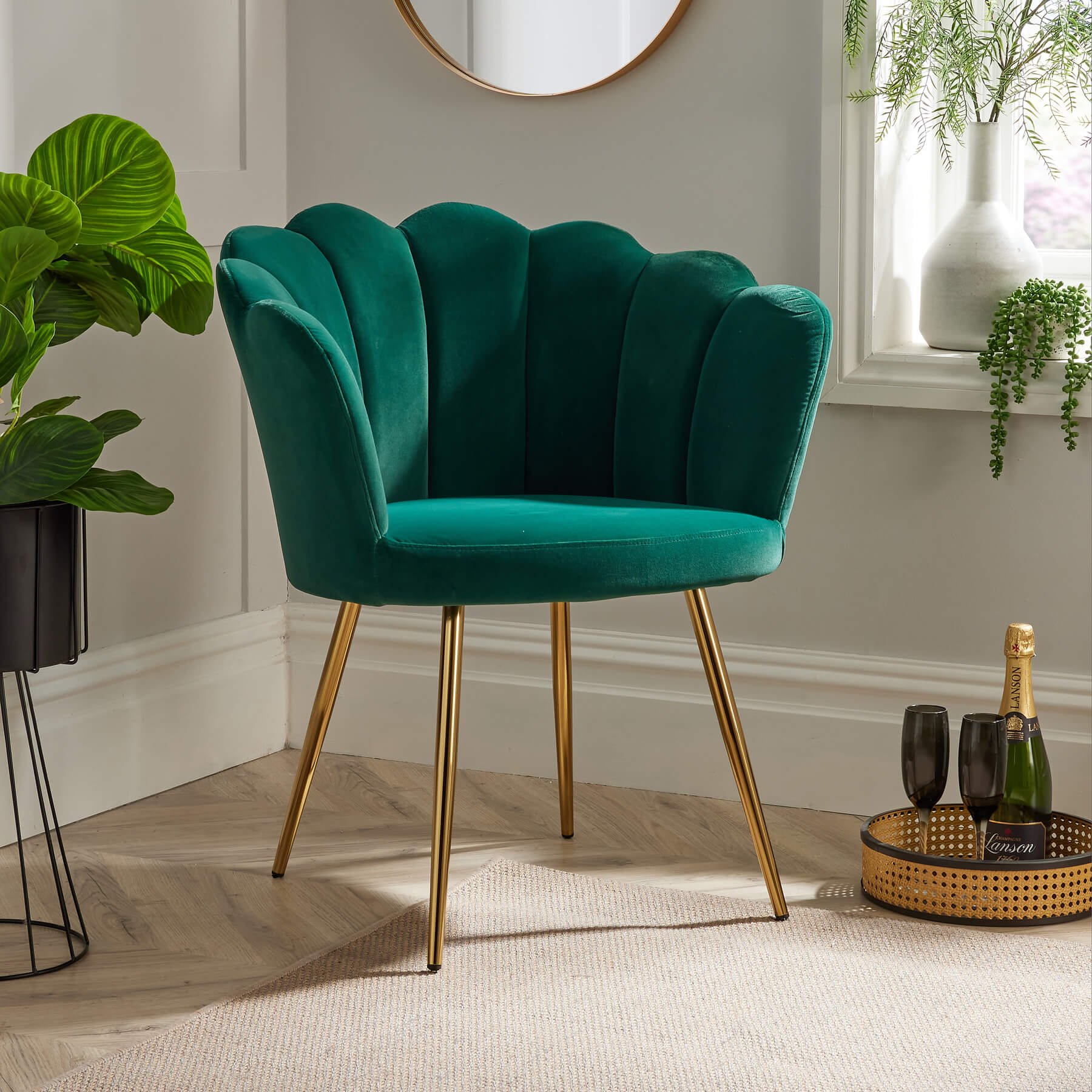 Home Source Scallop Compact Armchair - Green