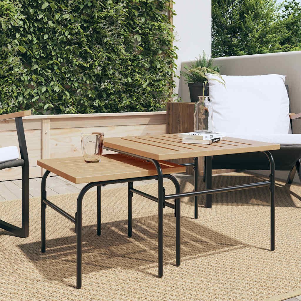 Walplus 2 Piece Steel Garden Nest of Coffee Tables - Black