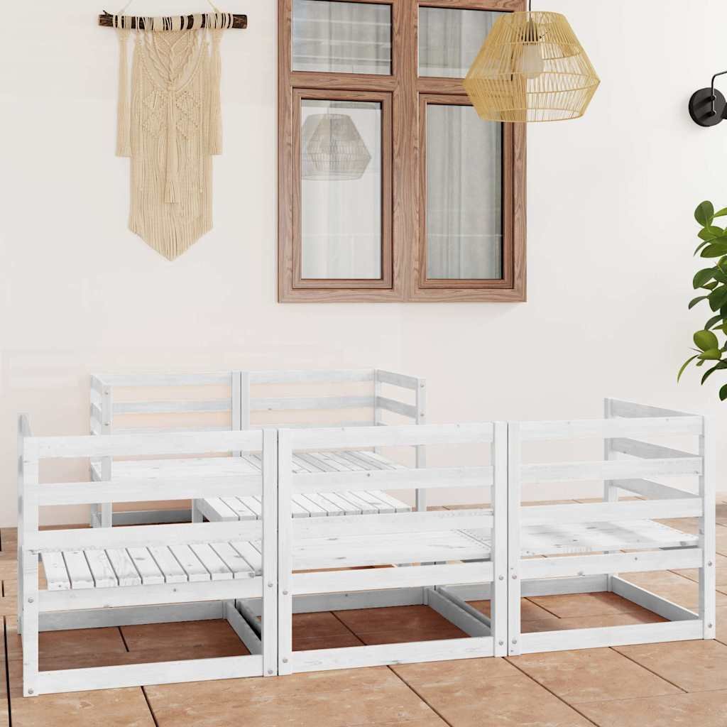 Walplus 6 Piece Wood Garden Lounge Set - White - 70 x 70 x 30 cm