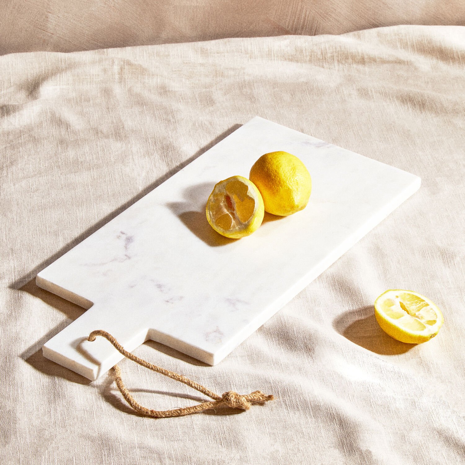 Orsina Kindia Rectangular Marble Paddle Chopping and Serving Board – White