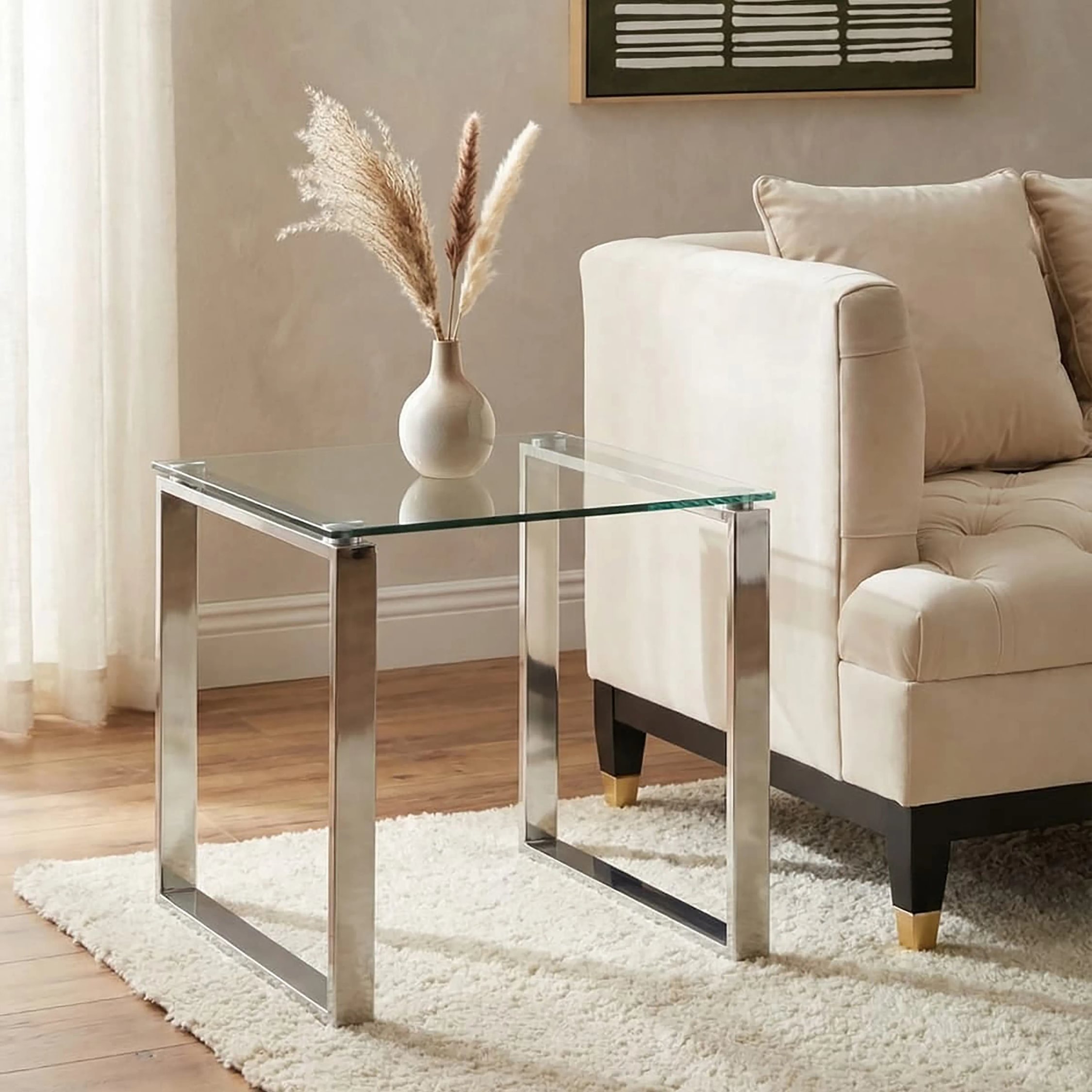 Orsina Allure Square Side Table - Silver
