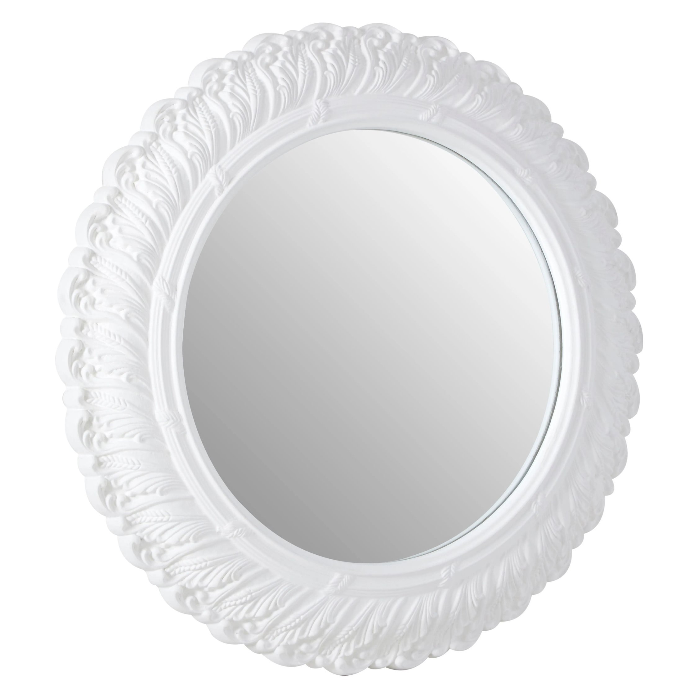 Orsina Plume Antique Small Acanthus Leaf Wall Mirror – White