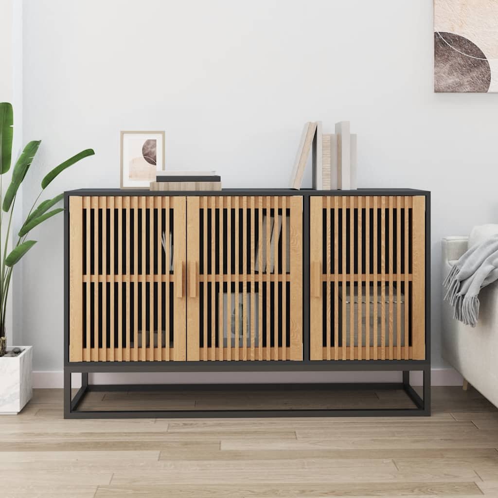 Walplus Engineered Wood Sideboard - Black - 105 x 30 x 65 cm