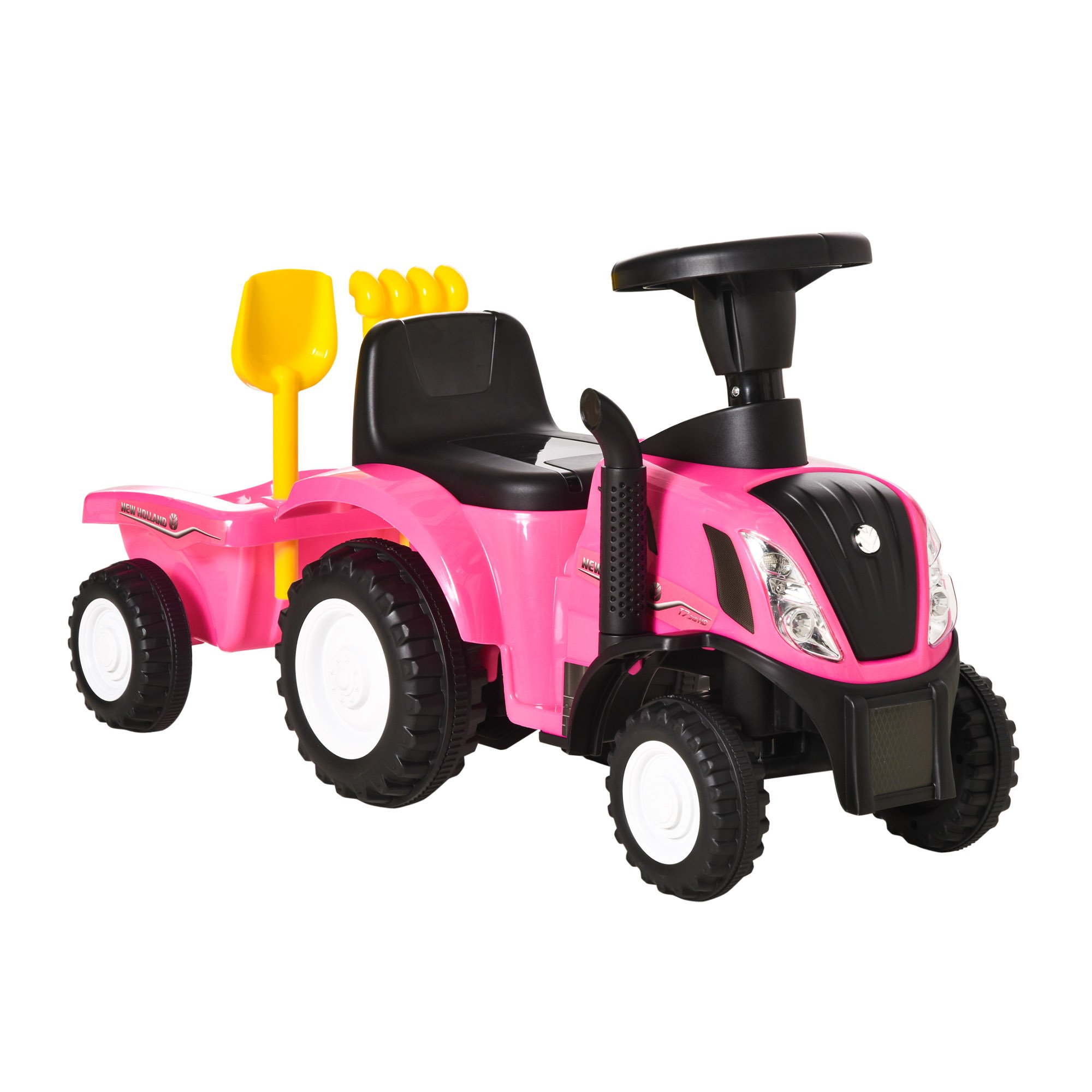 HOMCOM New Holland 1 to 3 Years Foot to Floor Ride On Tractor – Pink