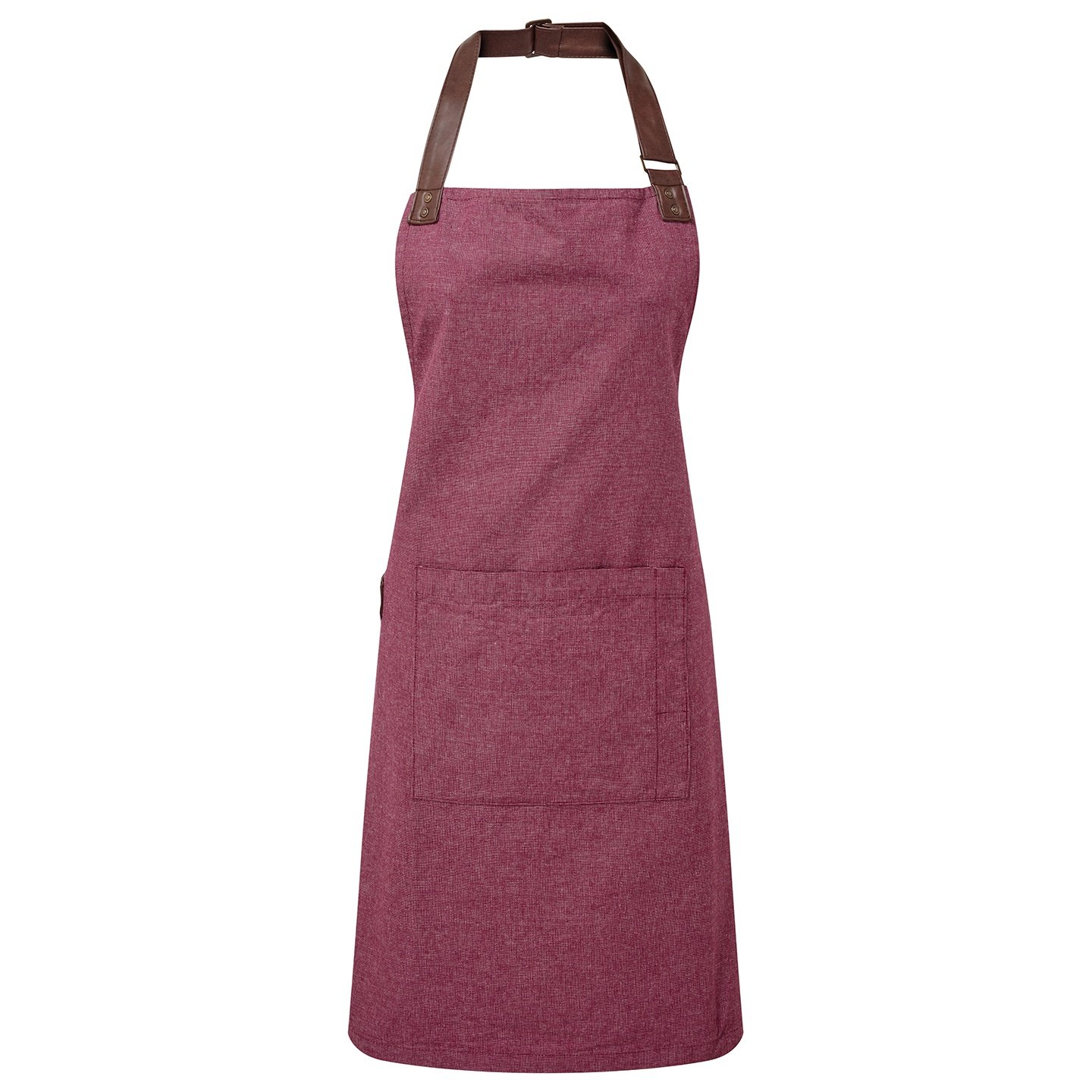 Premier Unisex Adult Annex Oxford Faux Leather Bibbed Full Apron - Burgundy