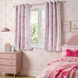 OHS Kids Bow Prints Eyelet Blackout Curtains - 117 x 137cm - Pink