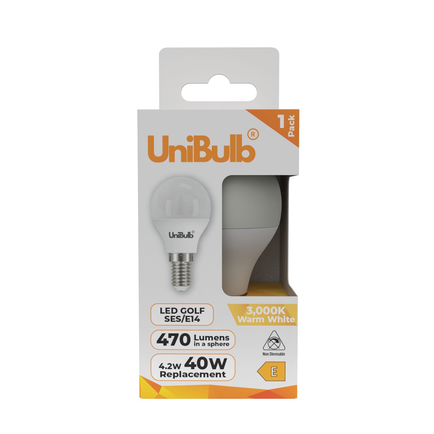UniBulb 4.2W LED Warm White Golf Ball E14 Light Bulb