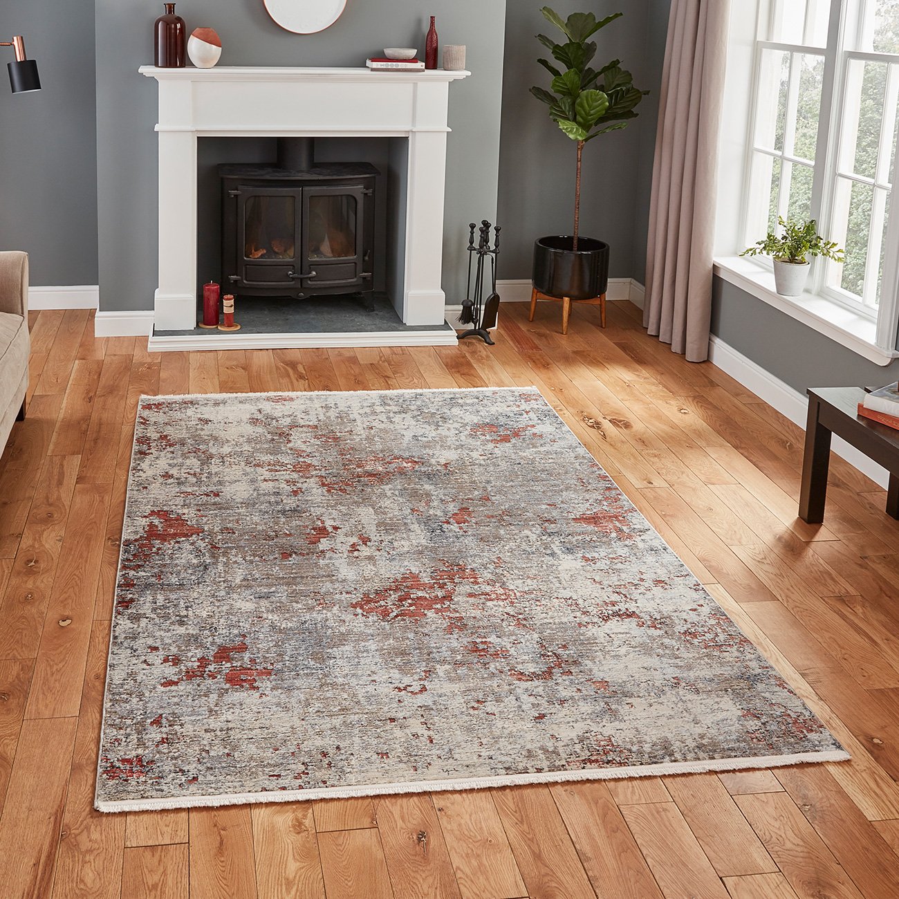 Mega Flooring Grey Traditional Abstract Rug - 120 x 170cm